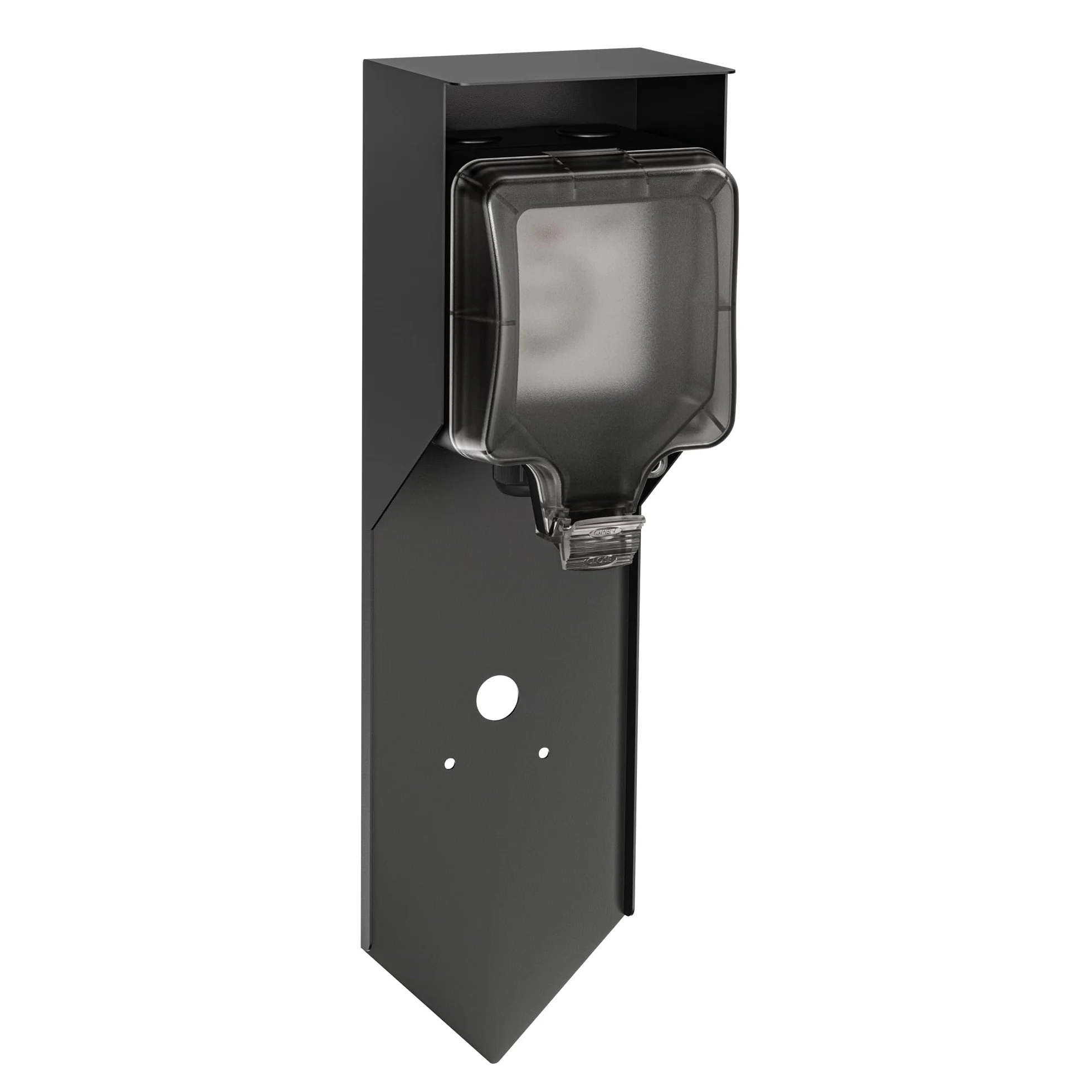 ledscom.de Słupek ogrodowy POXO z kolcem uziemiającym do zastosowań zewnętrznych, IP65, pojedynczy, stal nierdzewna, czarny, kwadratowy, 40 cm