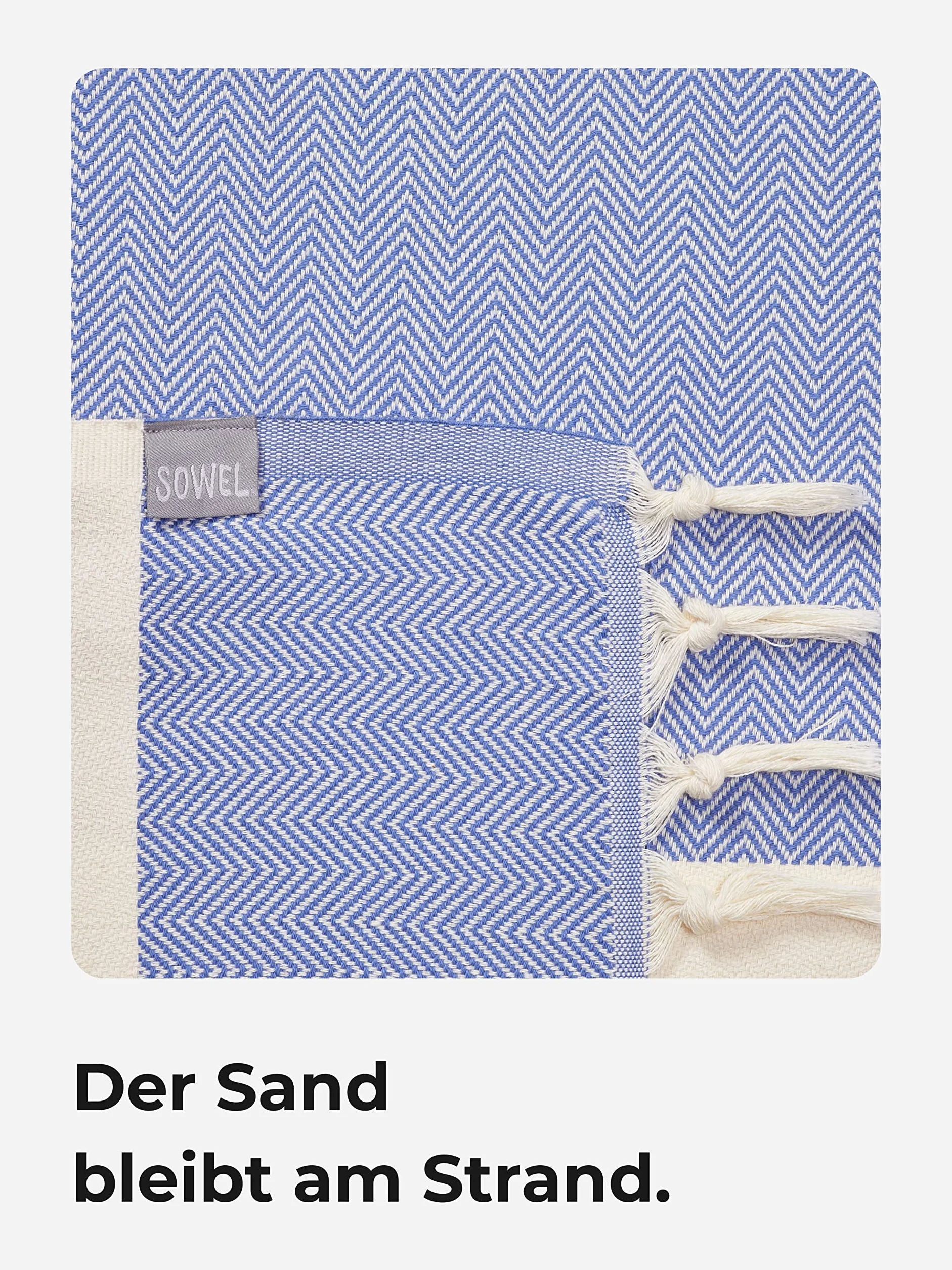 Sowel® Ręcznik plażowy XXL, 100 x 200 cm, ręcznik do sauny, duży, lekki, cienki, ręcznik hammam, fouta, pestemal, dla kobiet i mężczyzn, 100% bawełna, Stone Blue
