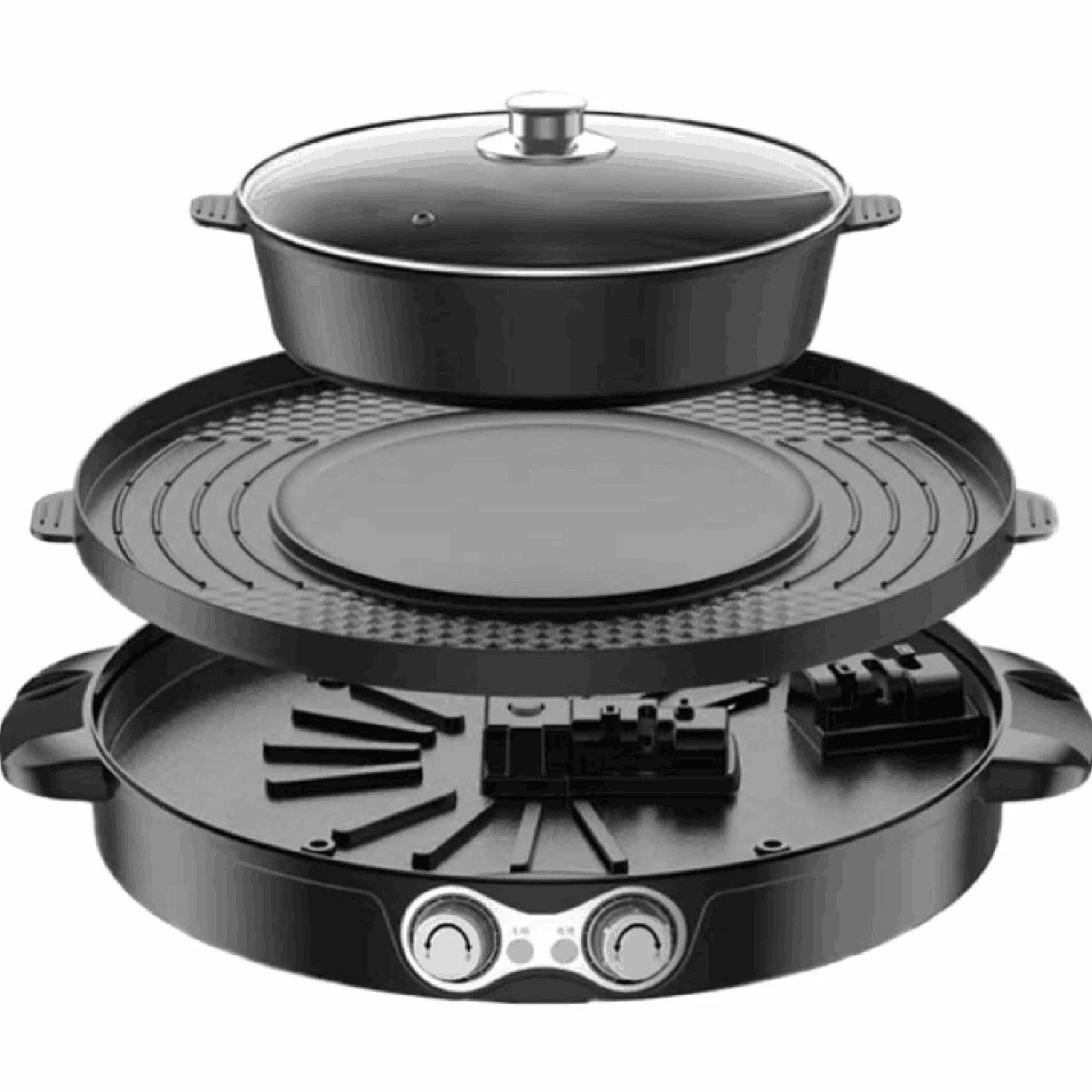Hot Pot elektryczny garnek 2 w 1, 2200 W, średnica 29 cm/44 cm, elektryczna płyta grzewcza, hotpot 52 x 18,5 cm, dwustronny garnek do gotowania z pokrywką