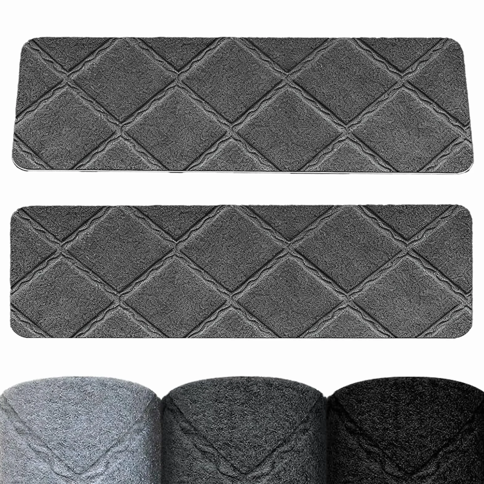 Maty na schody – 55 x 19 cm, samoprzylepne maty na schody do wnętrz, antypoślizgowe, dla ochrony zwierząt domowych, seniorów i dzieci, 15 sztuk – ciemnoszare