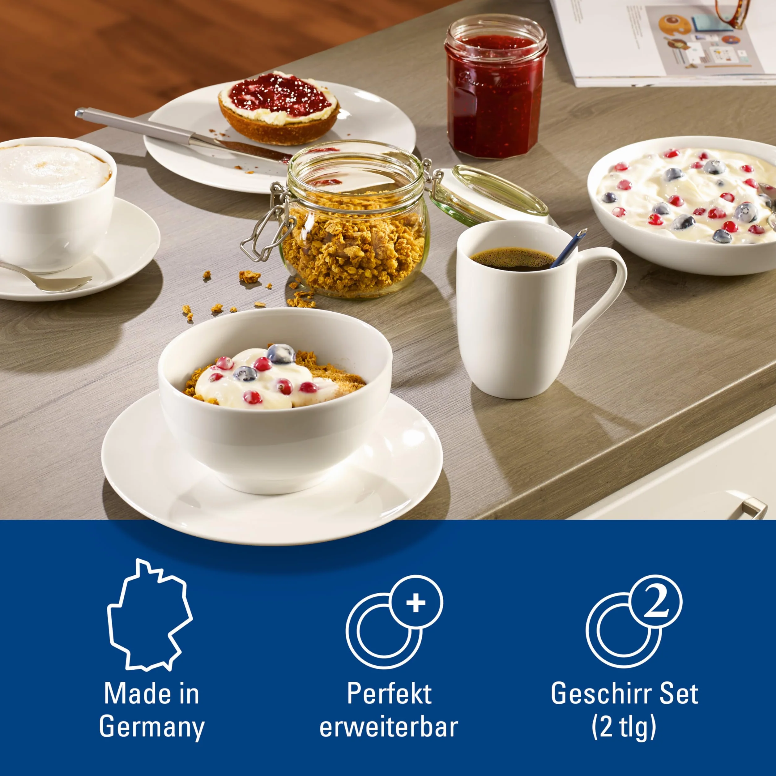 Villeroy und Boch - For Me filiżanki do kawy 340 ml, uniwersalny talent, porcelana premium, nadają się do mycia w zmywarce, kuchenki mikrofalowej, białe, 2 sztuki (1 opakowanie)