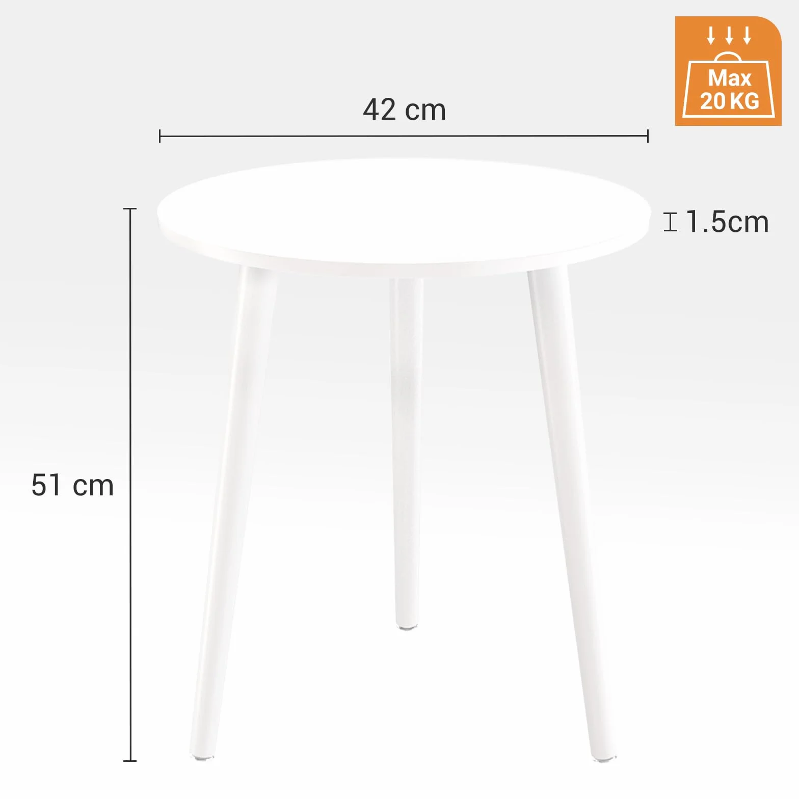 APICIZON Stolik kawowy okrągły Ø 42 cm wysokość 51 cm nogi z litego drewna styl skandynawski