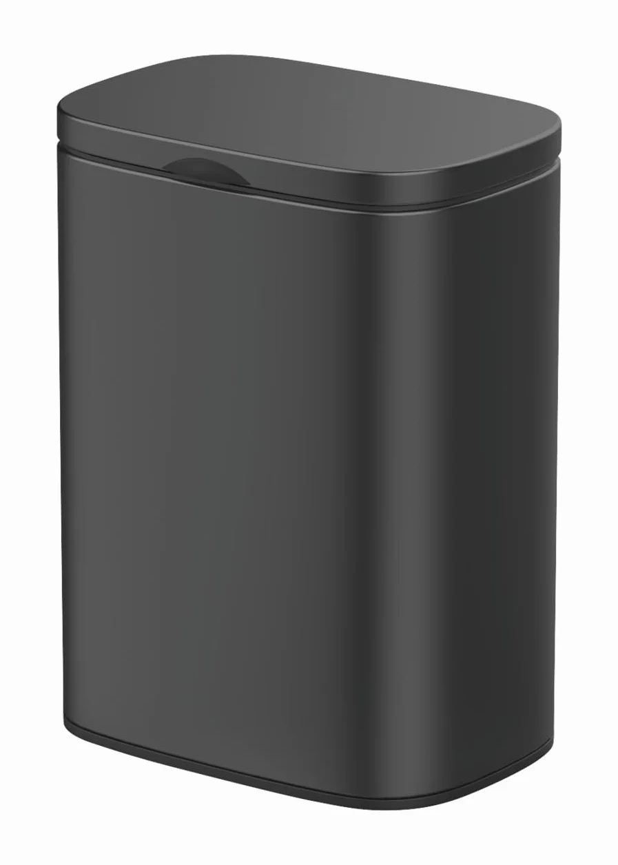 WENKO ścienny kosz na kosmetyki 5 l, kosz na śmieci z pokrywką Easy-Close, wiadro łazienkowe stal lakierowana czarny matowy 21,5x29,5x19 cm