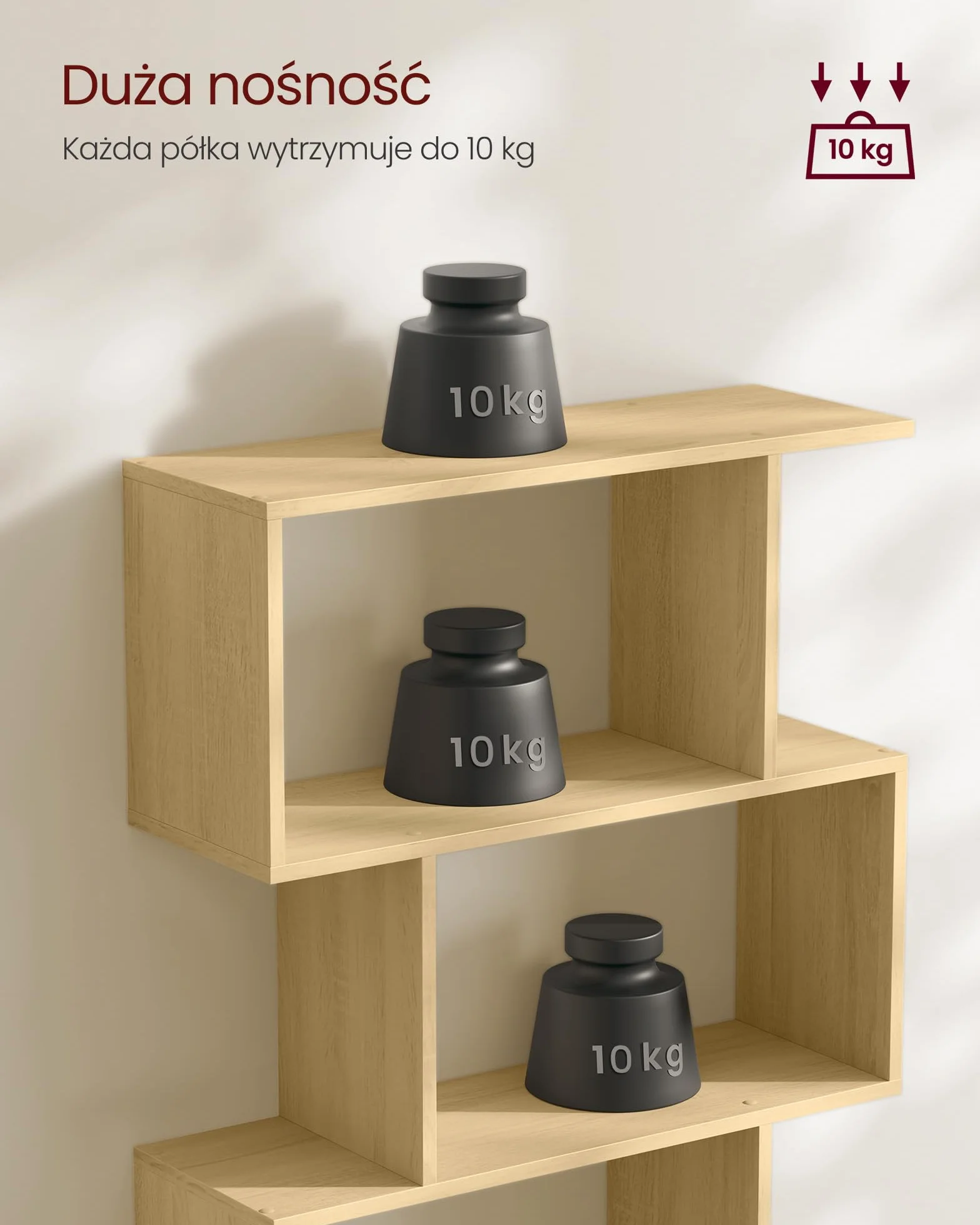 VASAGLE Regał na książki, 6-poziomowy regał na książki, ścianka działowa, regał ekspozycyjny, wolnostojąca półka do przechowywania, nowoczesny styl, do salonu, sypialni, biura, naturalny dąb LBC061T70