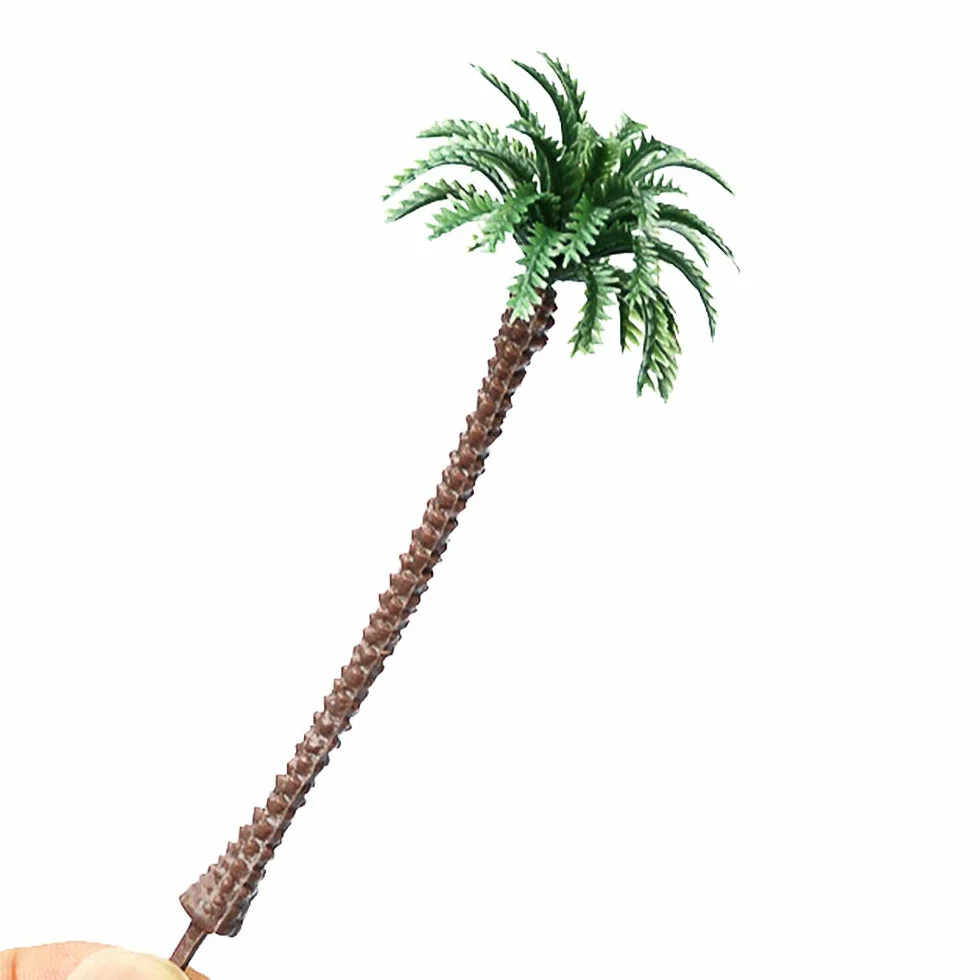 20 palm kokosowych, zielony wzór krajobrazu, plastik, dekoracja krajobrazu DIY mini dekoracja drzewa, zielona
