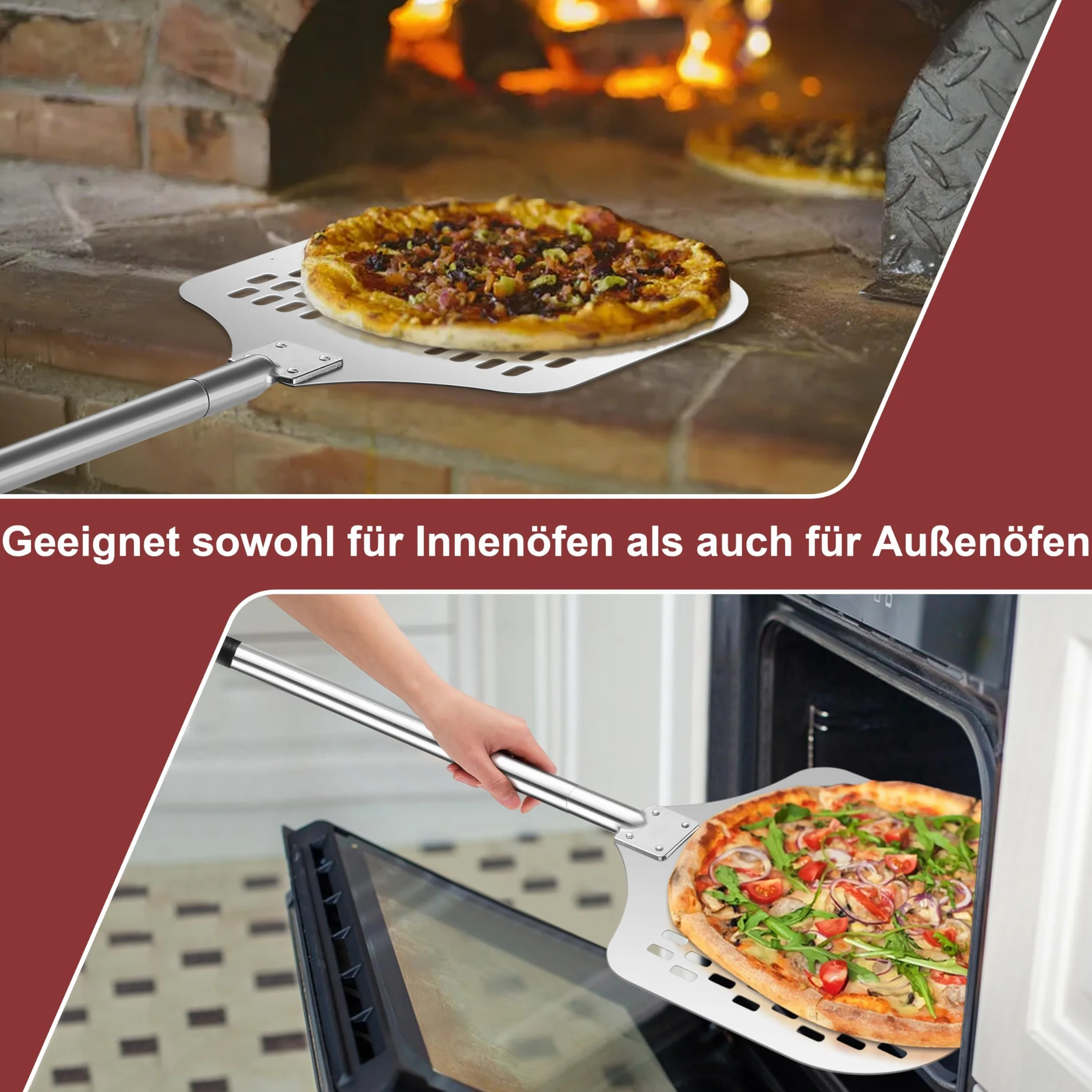 Onader Perforowana łopatka do pizzy z metalowym uchwytem (1, 30,5 x 42,3 x 83 cm)