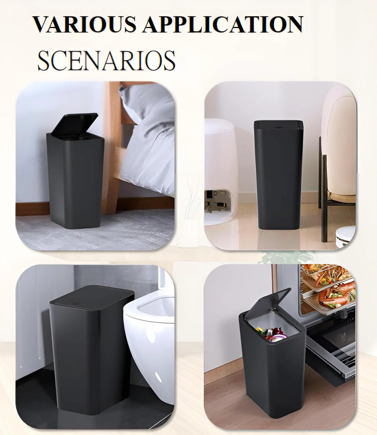 Kongming Kosz na śmieci łazienkowy z prasą, wąski kosz do kuchni, 10 l, bezzapachowy, dla biura, salonu, sypialni, WC, 2 szt., biały