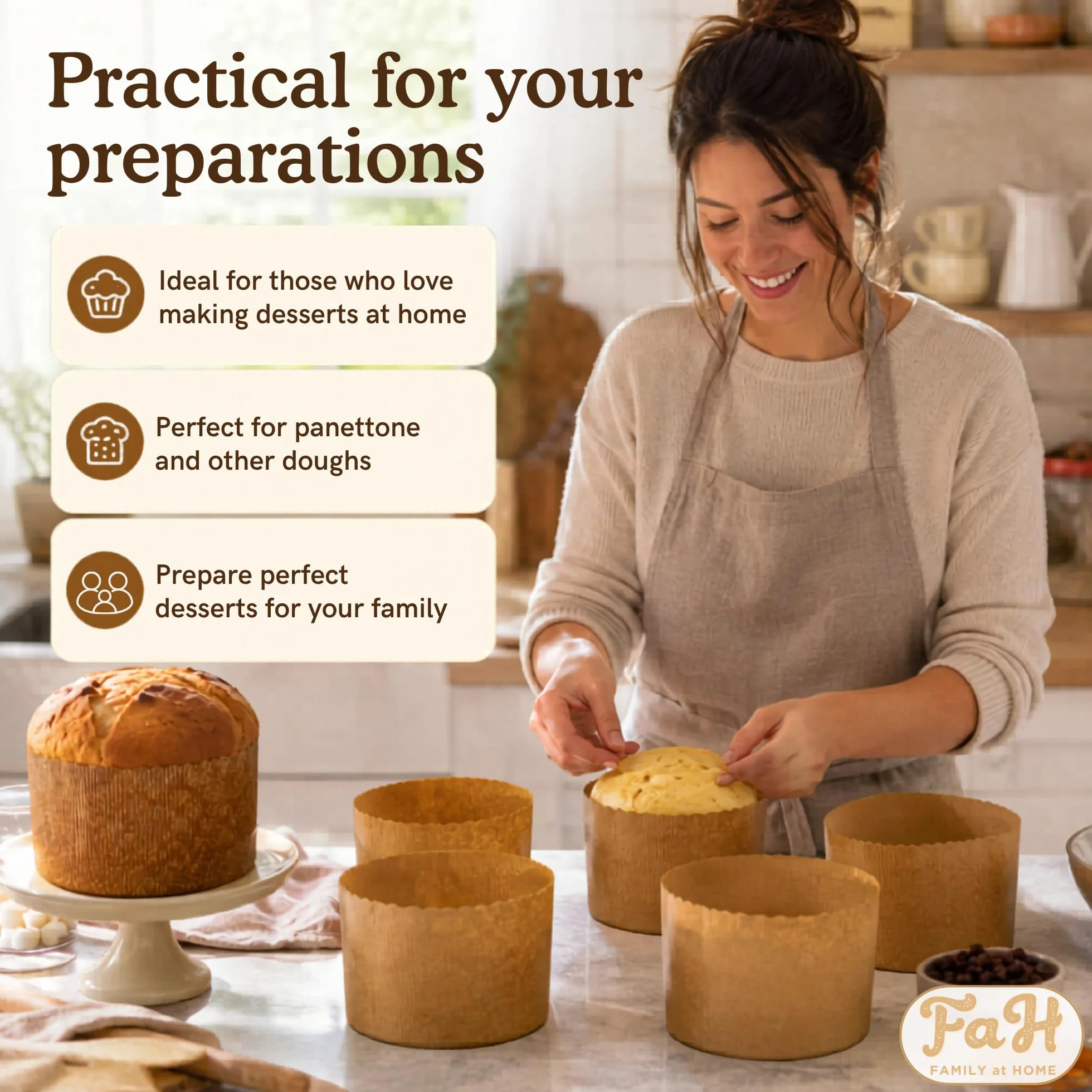 Forma do Panettone o wysokiej gęstości, 20 szt. Profesjonalne formy do pieczenia Panettone z czystego naturalnego papieru o wysokiej gęstości, formy do pieczenia Panettoni, odporne na ciepło 200°C