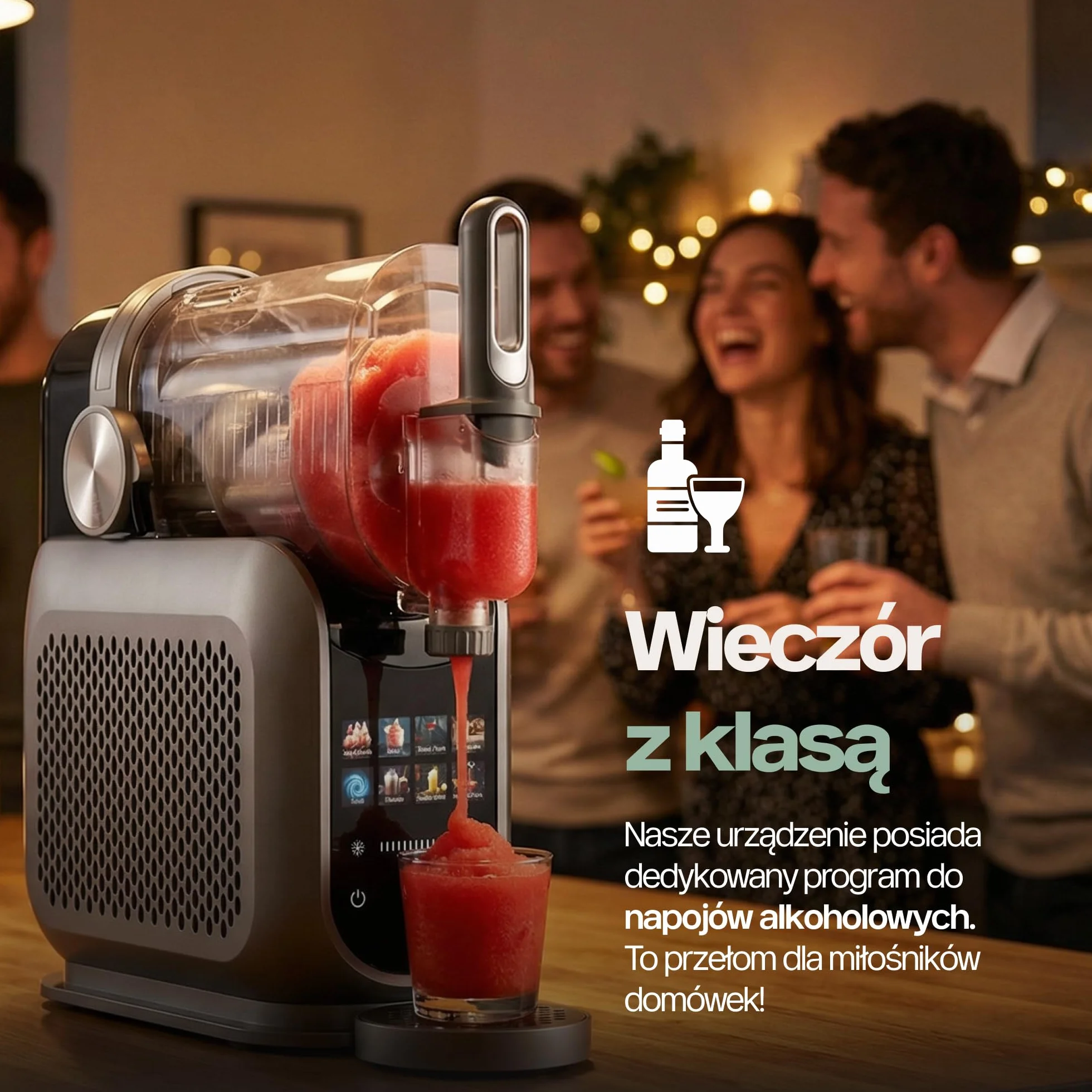4Swiss Maszyna do Lodów Ice Slushie Granity Drinków Napojów Koktajl Smoothie Frappe Milkshake Sorbet Elektryczna Domowa z Kompresor do Kuchni na Imprezy Lato 1.8 l Maszynka Urządzenie - SM026