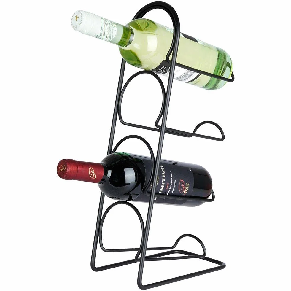 STOJAK NA WINO REGAŁ 4 BUTELKI METALOWY 21x12x43cm