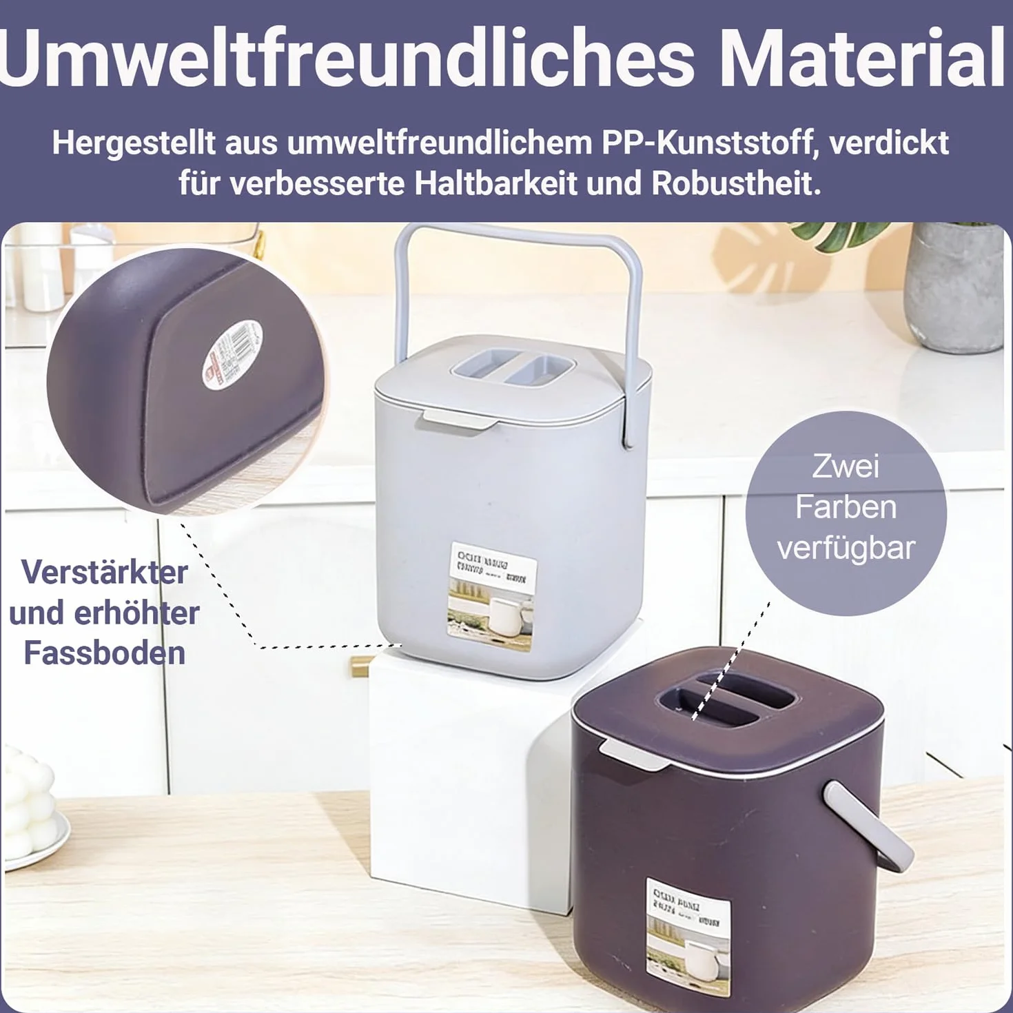 Biomülleimer Küche, 4L Komposteimer Küche (szary)