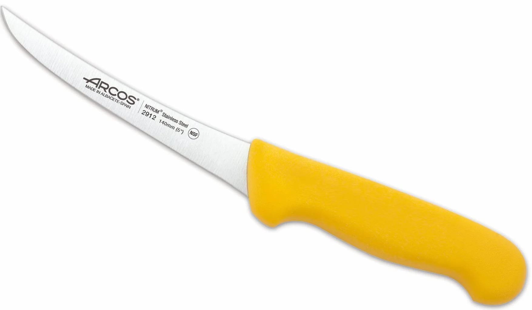 Arcos 291200 seria 2900-boning nóż nóż nitrm 140 mm (5,51 cala) - uchwyt polipropylenowy żółty kolor, stal nierdzewna 18/8