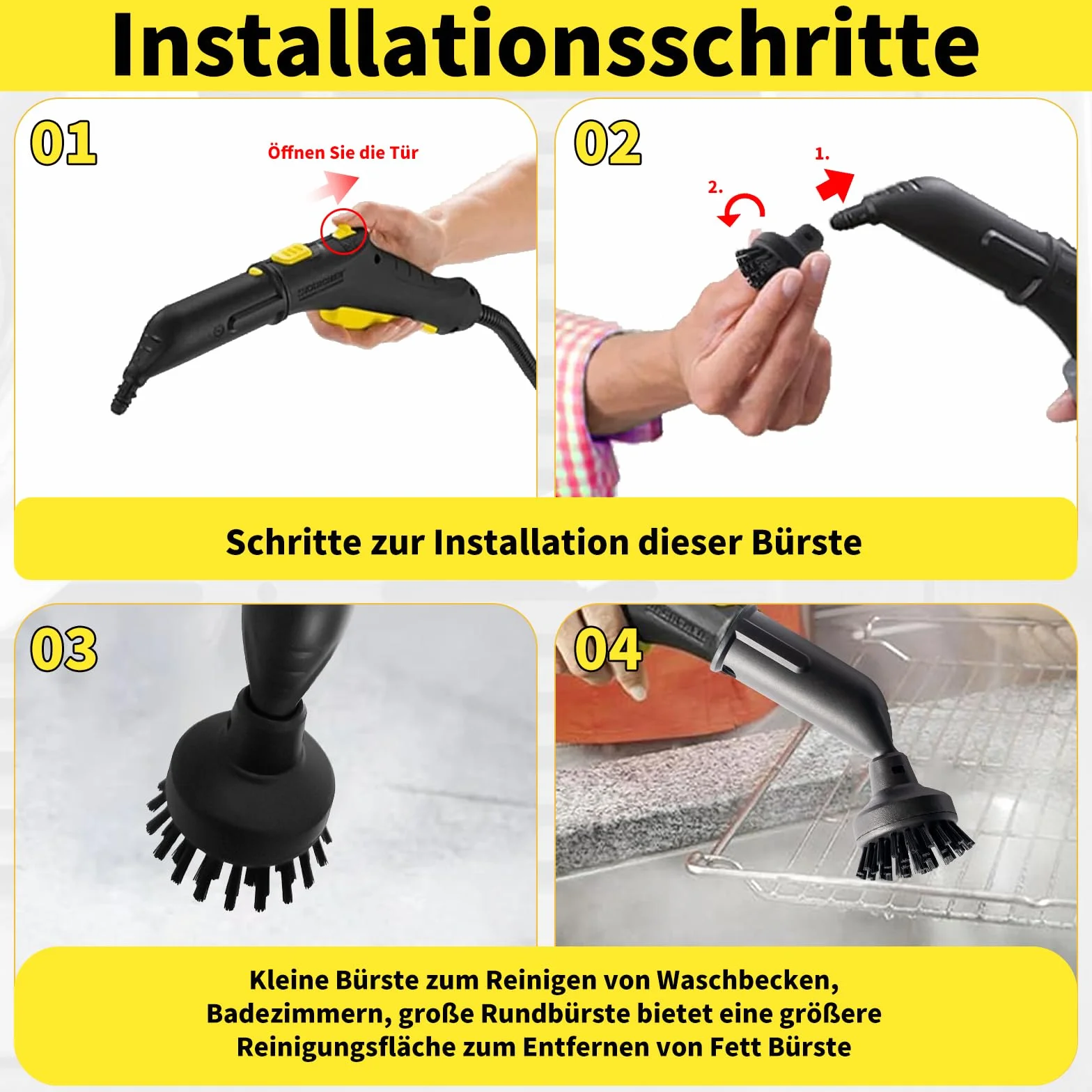 Kärcher Easyfix akcesoria do odkurzacza parowego SC1 SC2 SC3 SC4 SC5 zestaw szczotek okrągłych