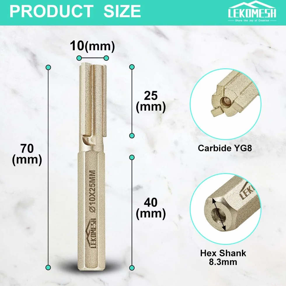 Frez do fug z twardego metalu 10 mm - wiertło z trzonkiem HEX do muru, usuwania zaprawy i betonu