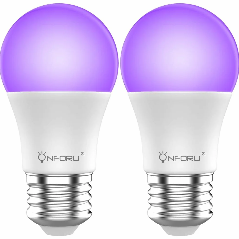Onforu ON-GY01-UV-EU-2 Żarówki LED UV, E27, 7 W, Czarne Światło UV, 2 Sztuki
