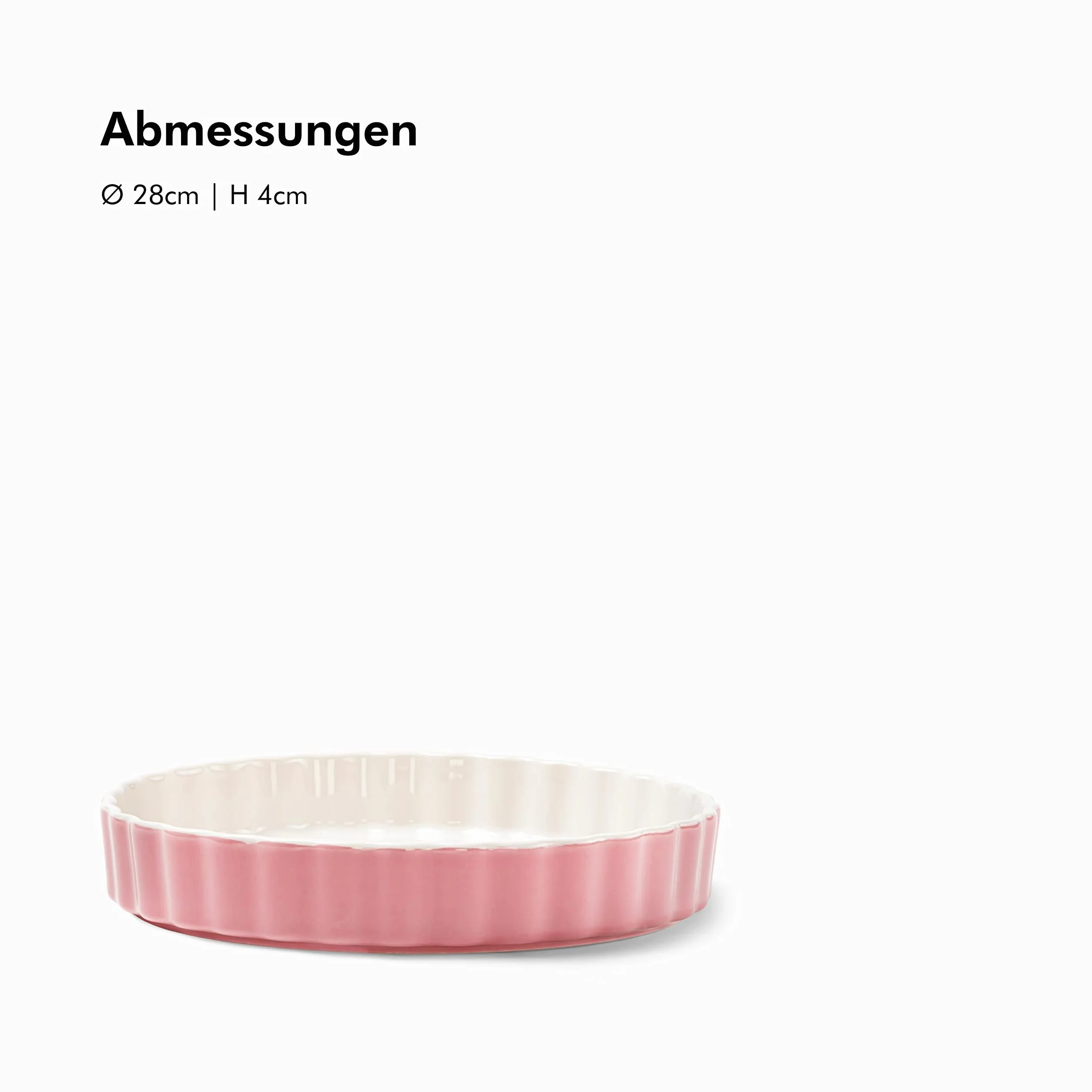 KIVY Ceramiczna forma do quiche i tarty – 28 cm, różowa, nieprzywierająca, okrągła, 1,76 kg, nadaje się do piekarnika i zmywarki