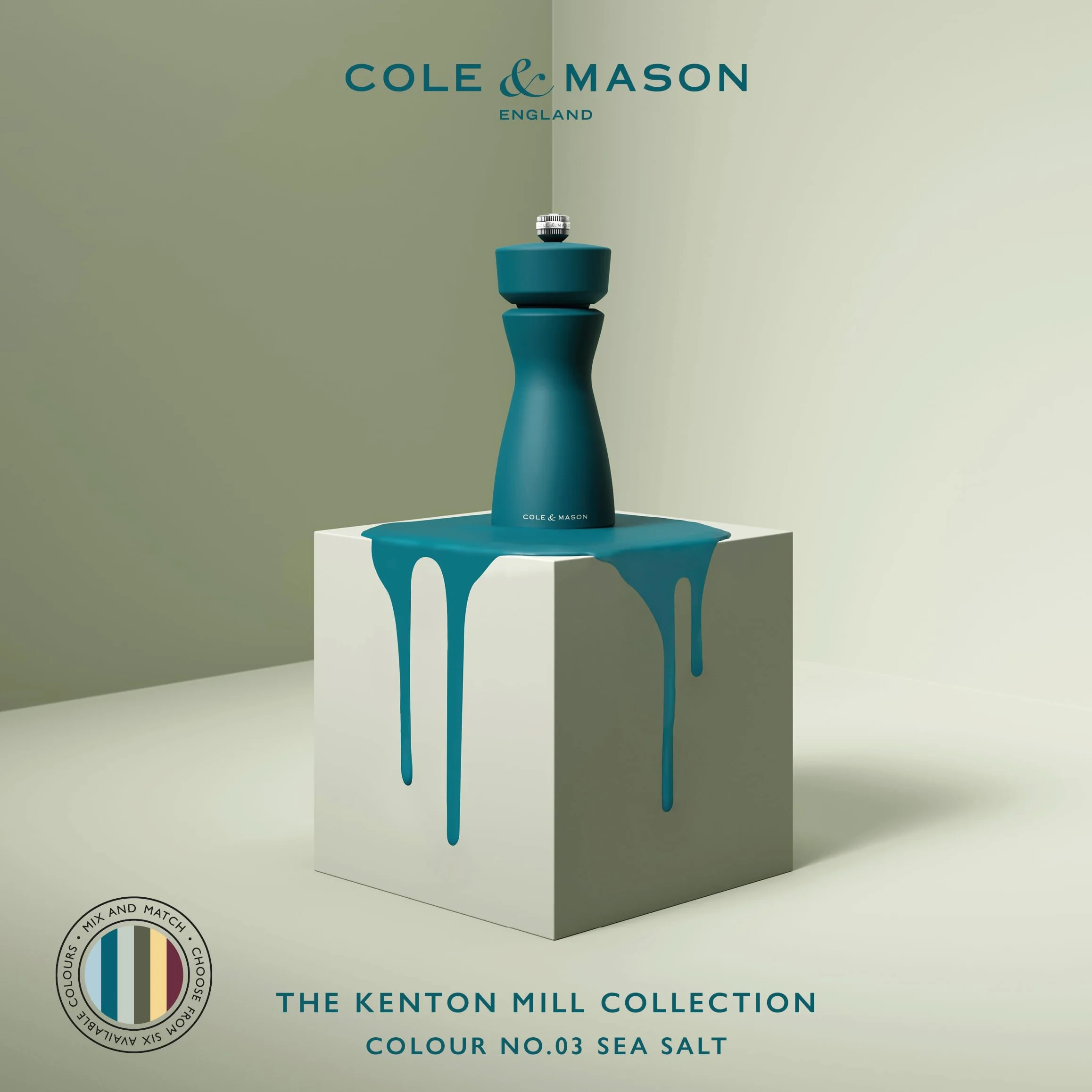 Cole & Mason Kenton młynek do soli i pieprzu, sól morska, regulowany mielenie, trwały mechanizm ceramiczny, zawiera 1 młynek, 15 cm