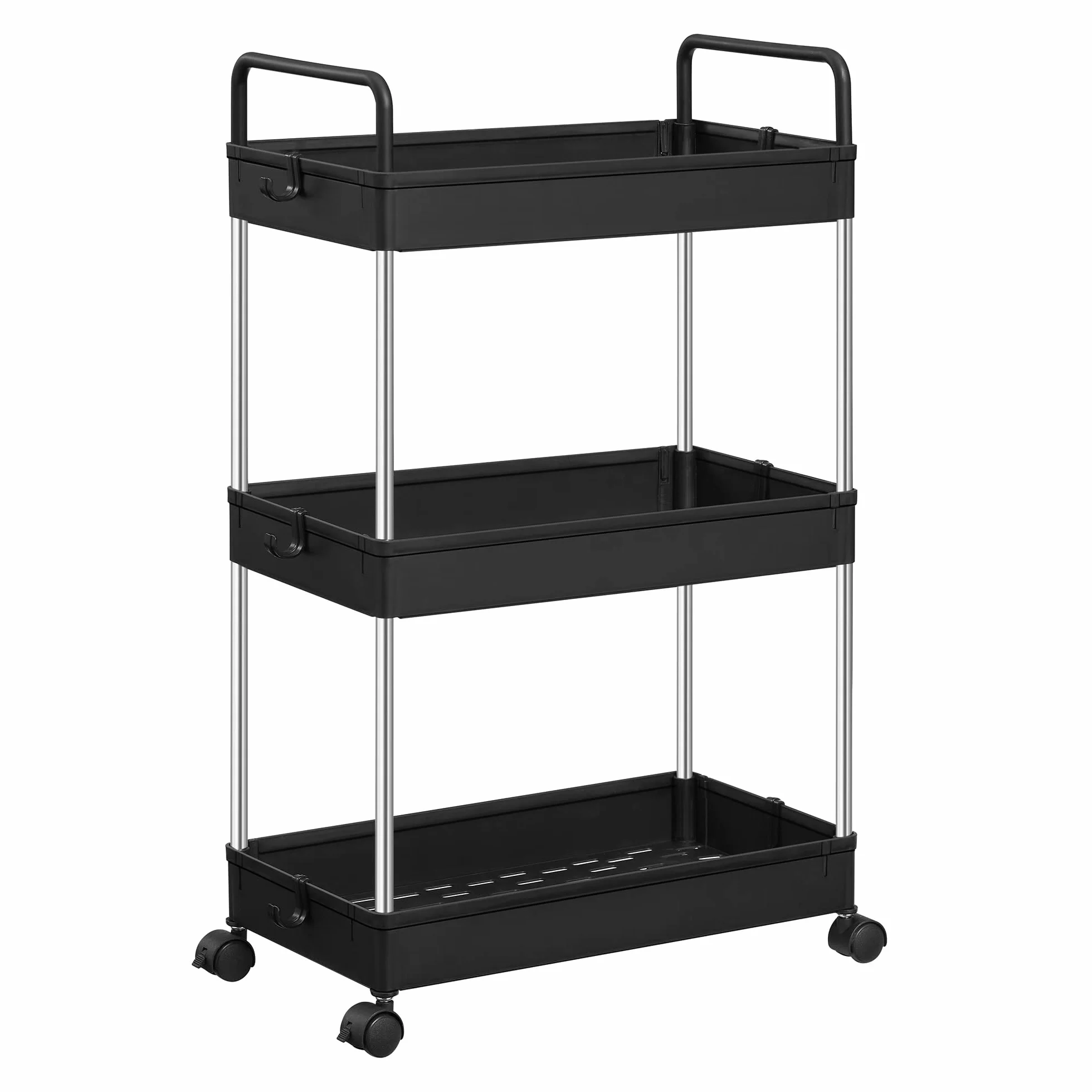 SONGMICS Wózek kuchenny z 3 poziomami, 23,6 x 42 x 67,6 cm, czarny KSC019B01