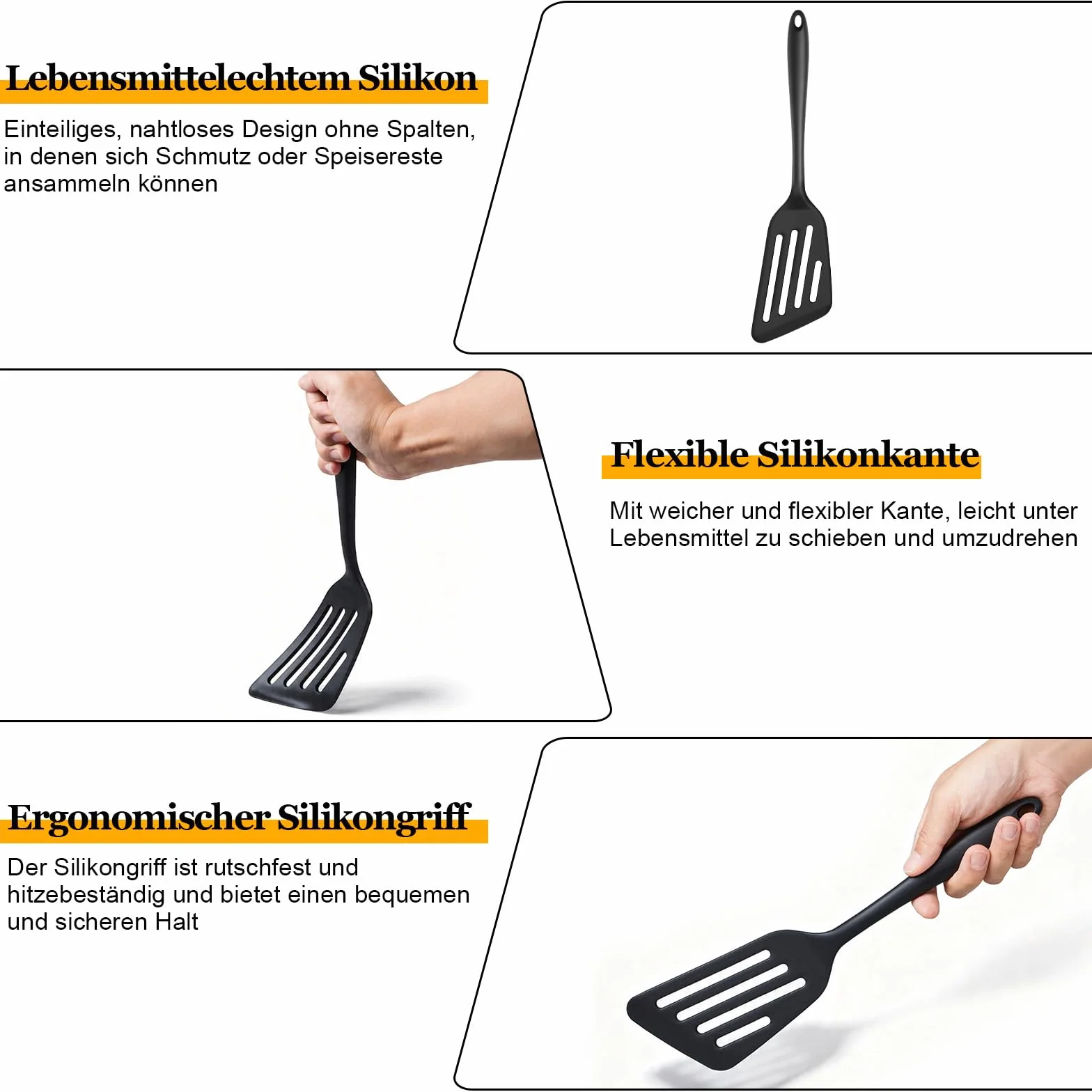 Homikit Silikonowa szpatułka do patelni (2, czarna)