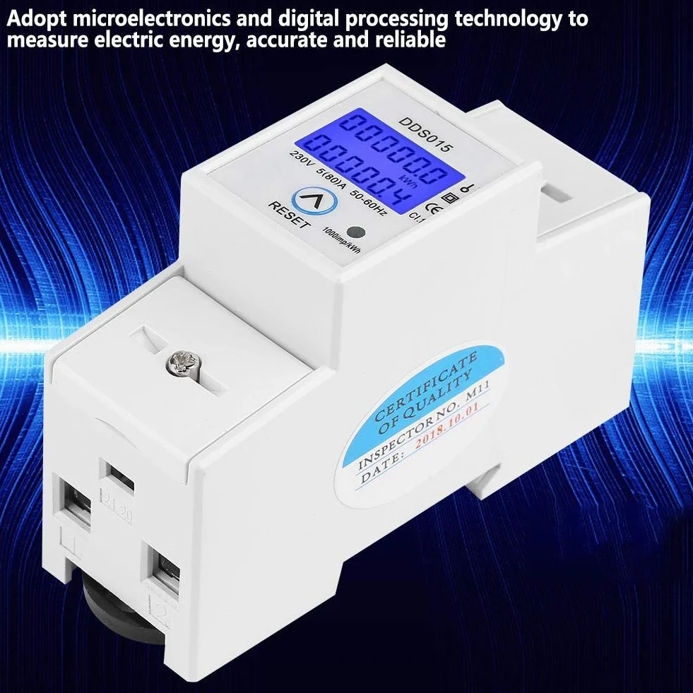 Jednofazowy licznik energii DDS015 Licznik na szynę DIN 230V 50HZ 5-80A