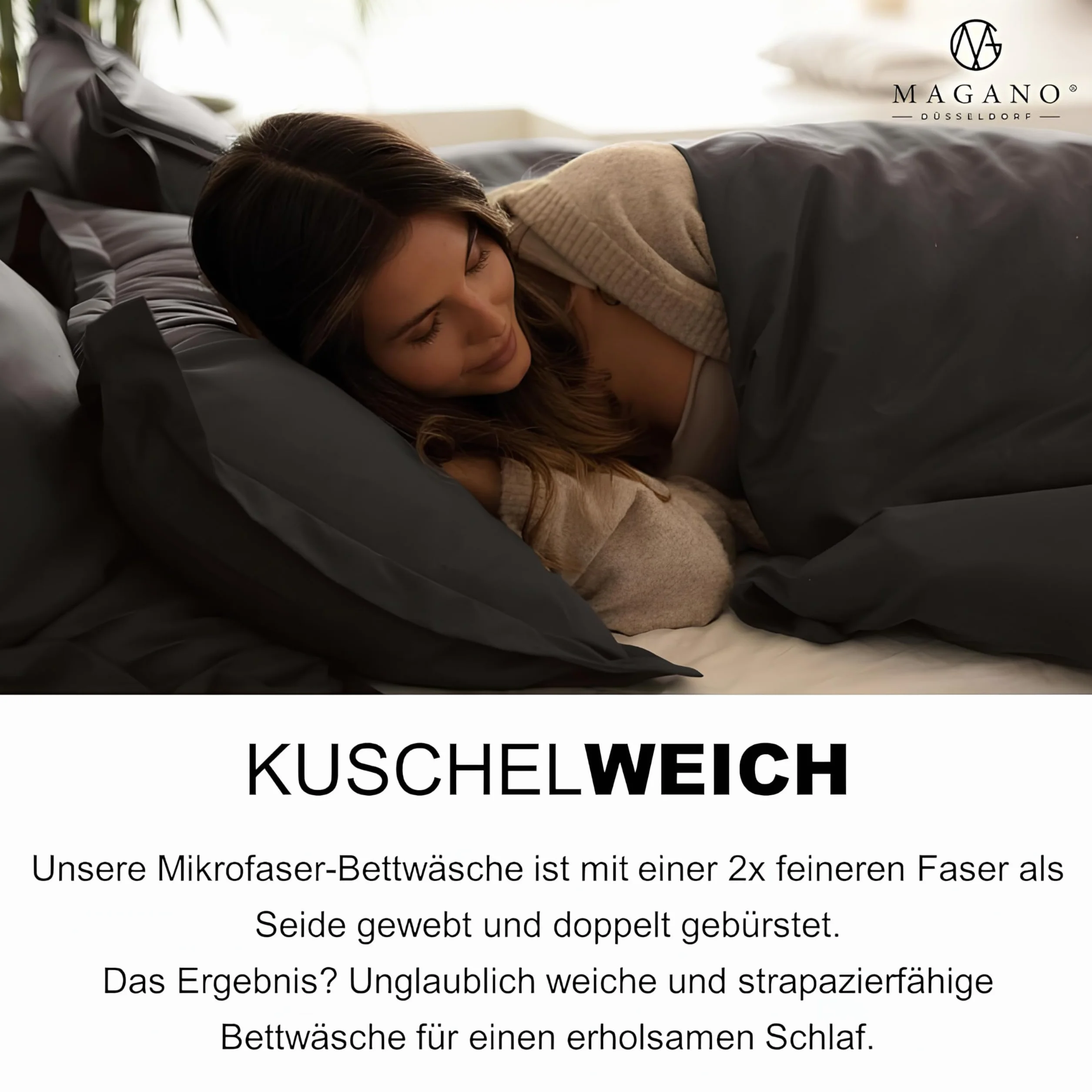 Magano® Pościel premium 135 x 200 cm, miękka, nie wymaga prasowania, hipoalergiczna i oddychająca, poszwa na kołdrę 135 x 200 cm + poszewka na poduszkę 40 x 80 cm, antracytowa, ciemnoszara