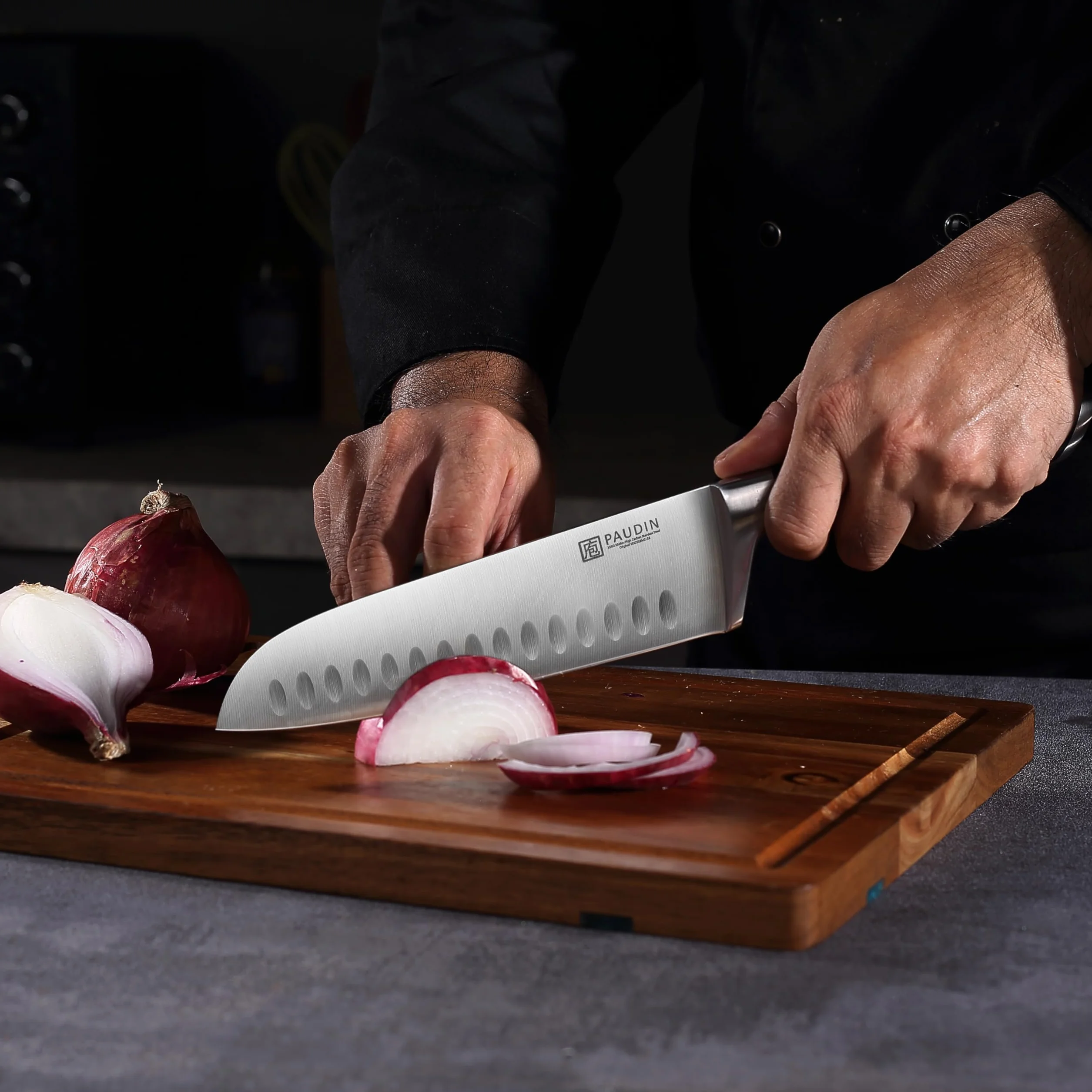 PAUDIN Santoku japoński nóż 17 cm z niemieckiej stali wysokowęglowej