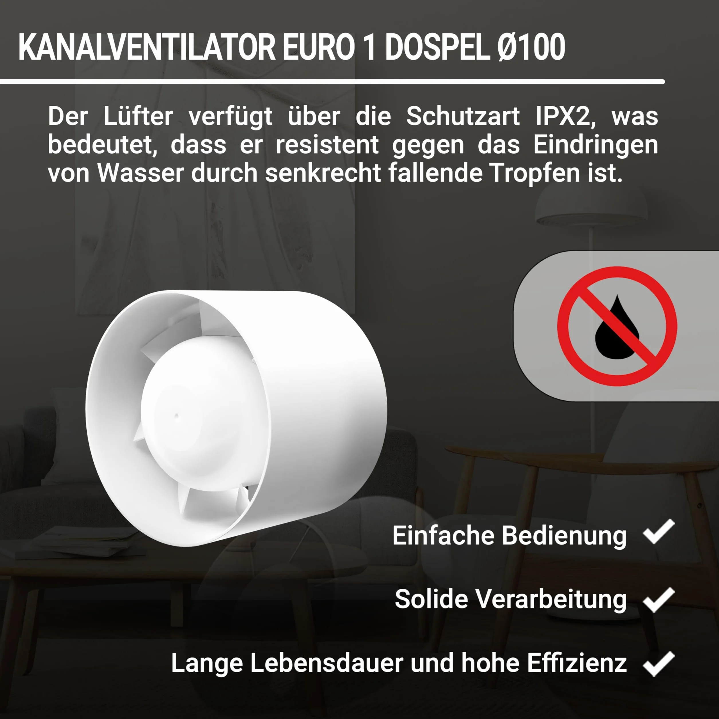 DOSPEL SYSTEM EURO 1 Wentylator kanałowy osiowy do wentylacji cichy fi 100