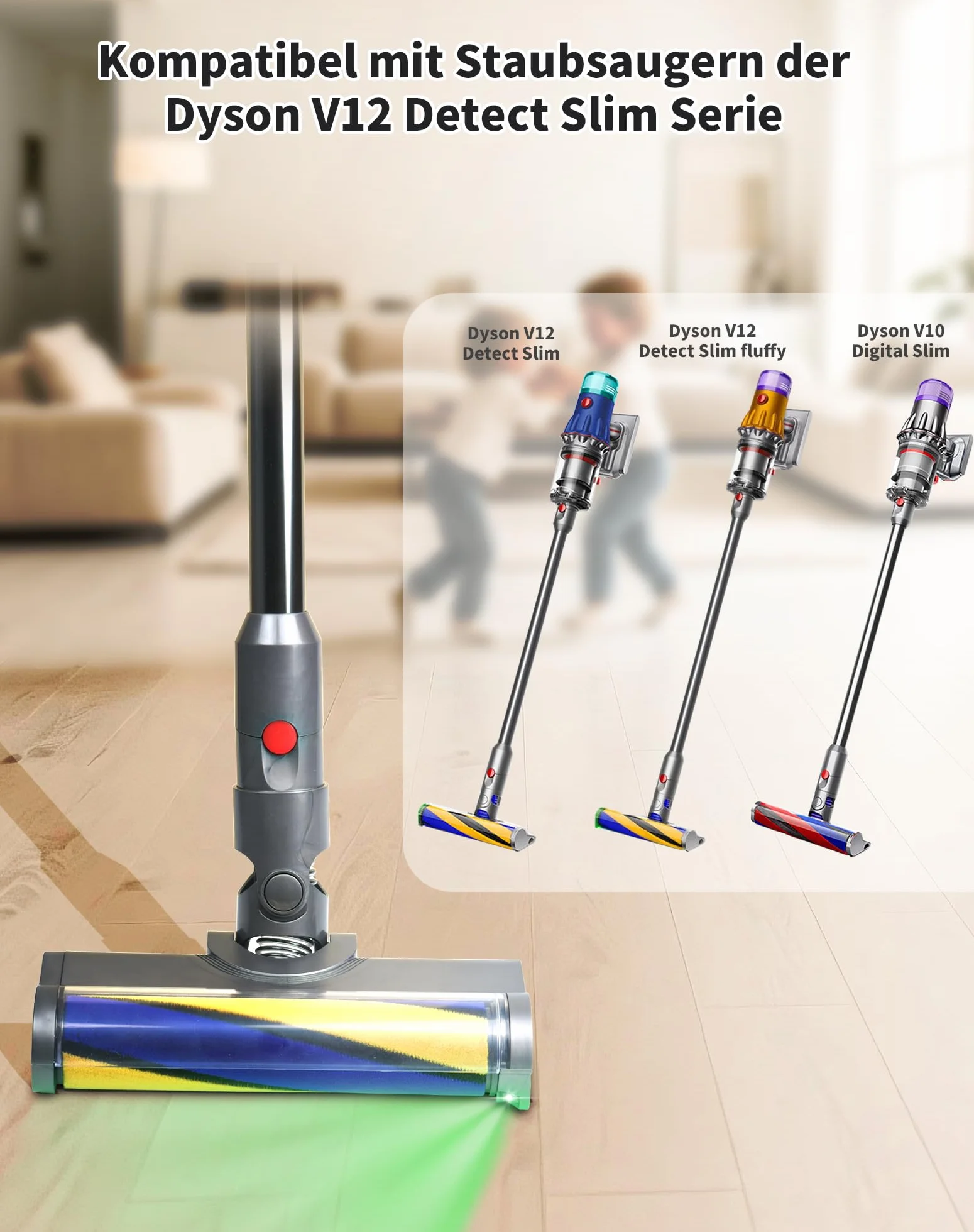 LED szczotka dysza podłogowa do odkurzacza Dyson V12 Detect Slim części zamienne zamienna szczotka odkurzacza z miękką rolką akcesoria z wskaźnikiem kurzu do twardych podłóg