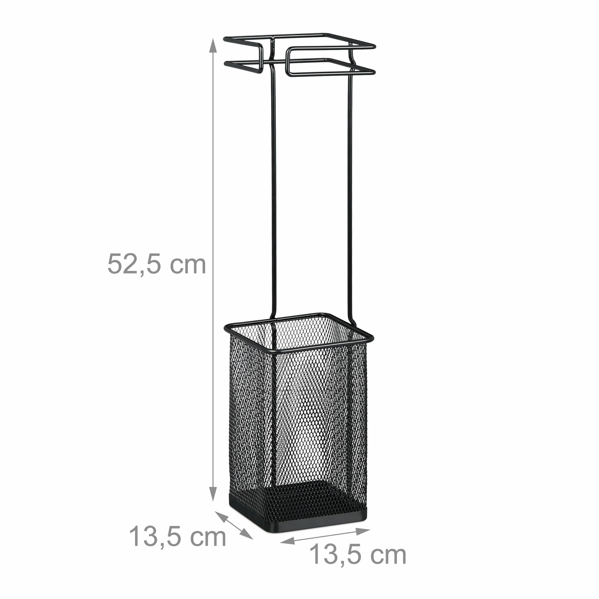 Relaxdays Stojak na parasol, wys. x szer. x gł.: 52,5 x 13,5 x 13,5 cm, metalowy, prostokątny stojak na parasole przeciwsłoneczne, nowoczesny, czarny
