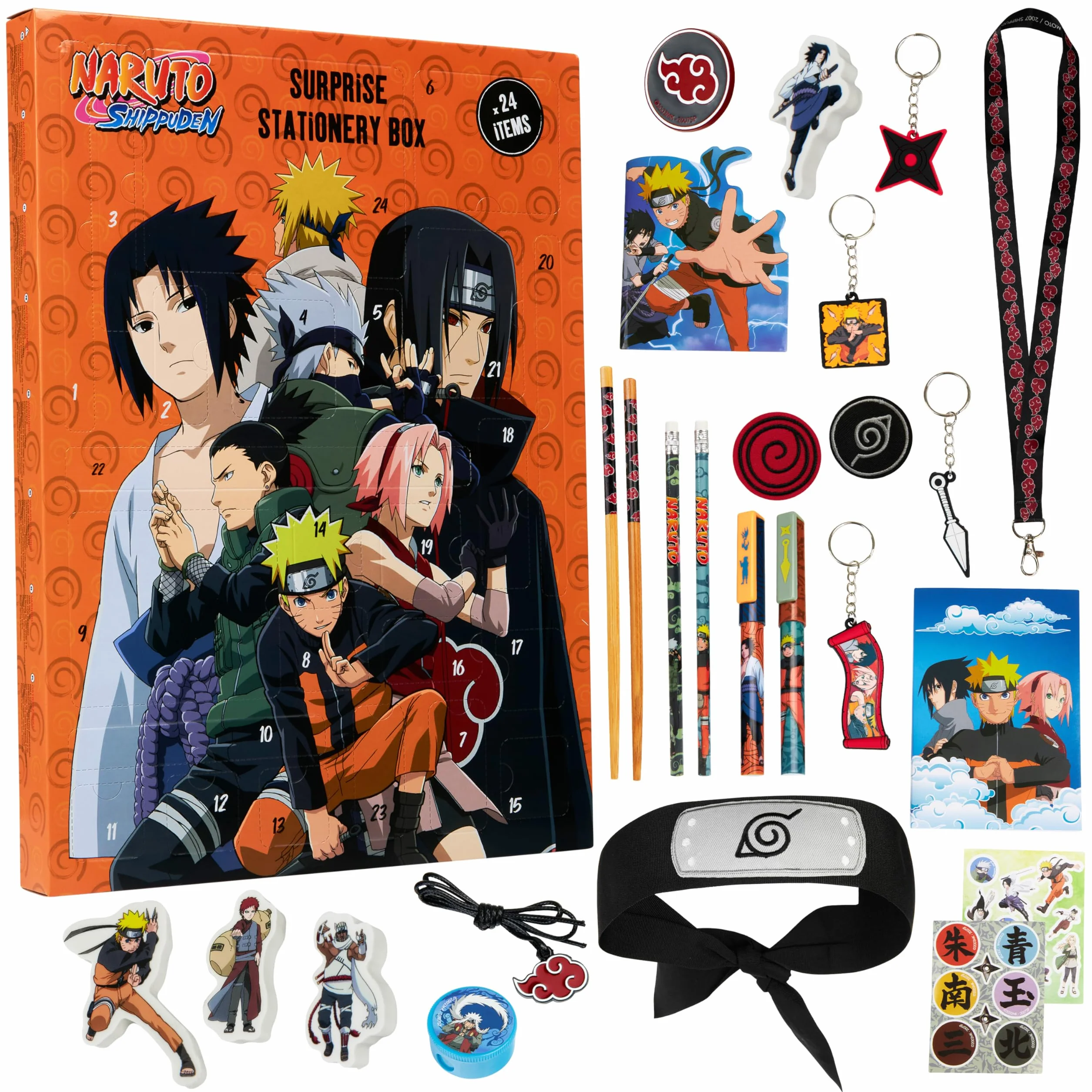 Naruto Kalendarz adwentowy 2024 Dzieci, Anime Papeteria Odliczanie Kalendarz Prezenty dla Dzieci (Pomarańczowy)