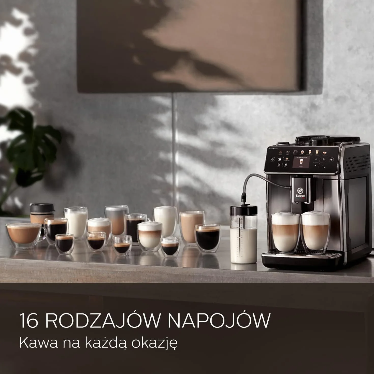 Saeco GranAroma W pełni automatyczny ekspres do kawy – 16 rodzajów napojów, intuicyjny kolorowy wyświetlacz, 6 profili użytkownika, młynek ceramiczny (SM6585/00)
