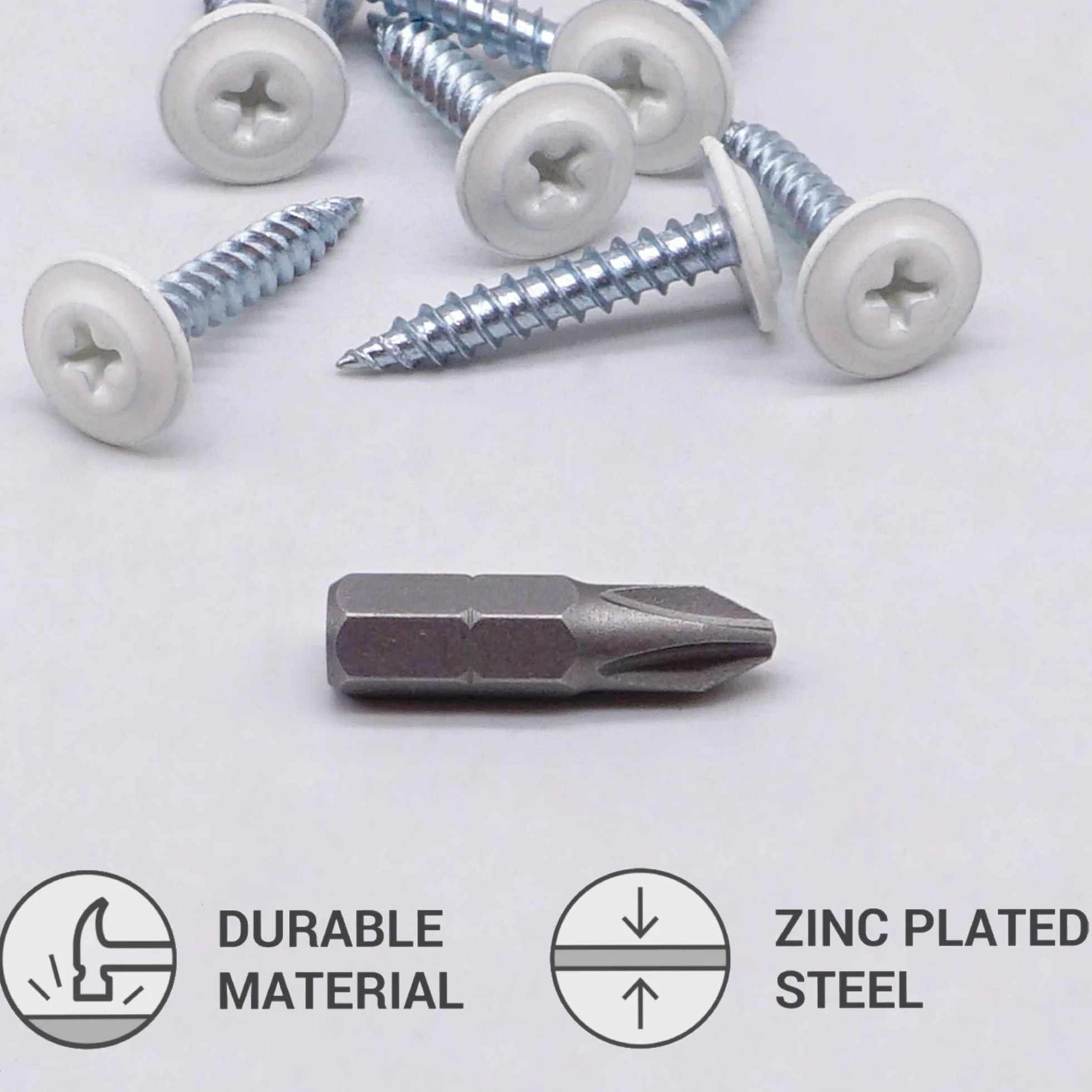 SKIR'CO (50 szt.) Malowane wkręty samogwintujące do drewna 4,2 x 25 mm, wkręt metalowy, łeb kratownicowy o zmodyfikowanym PH (czysta biel RAL 9010)