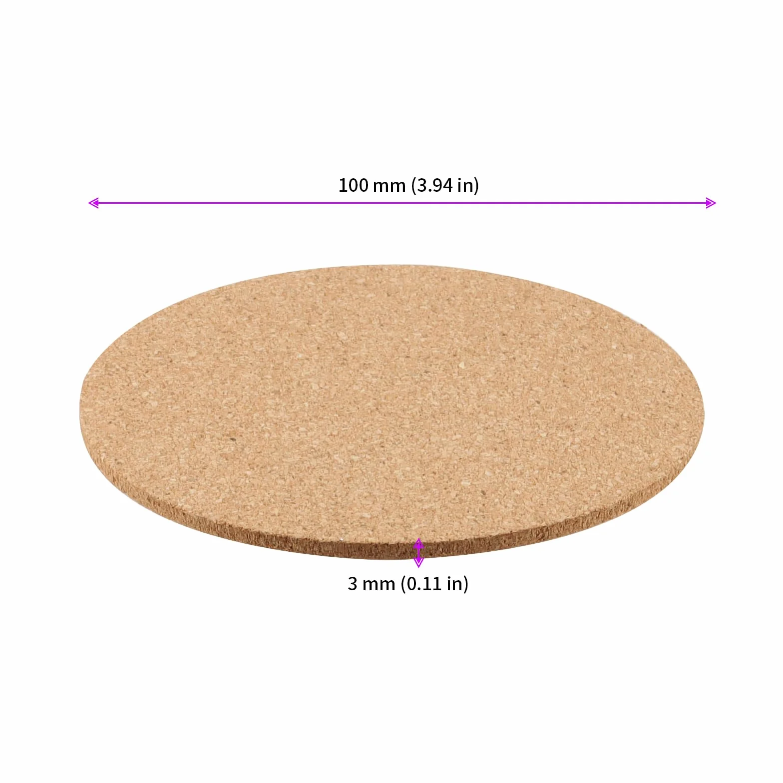 50 sztuk okrągłych podstawek korkowych, 10 cm, dm, 3 mm, z drewna, korka, chłonne podkładki pod szkło, do domu, biura, baru, restauracji, 50 sztuk