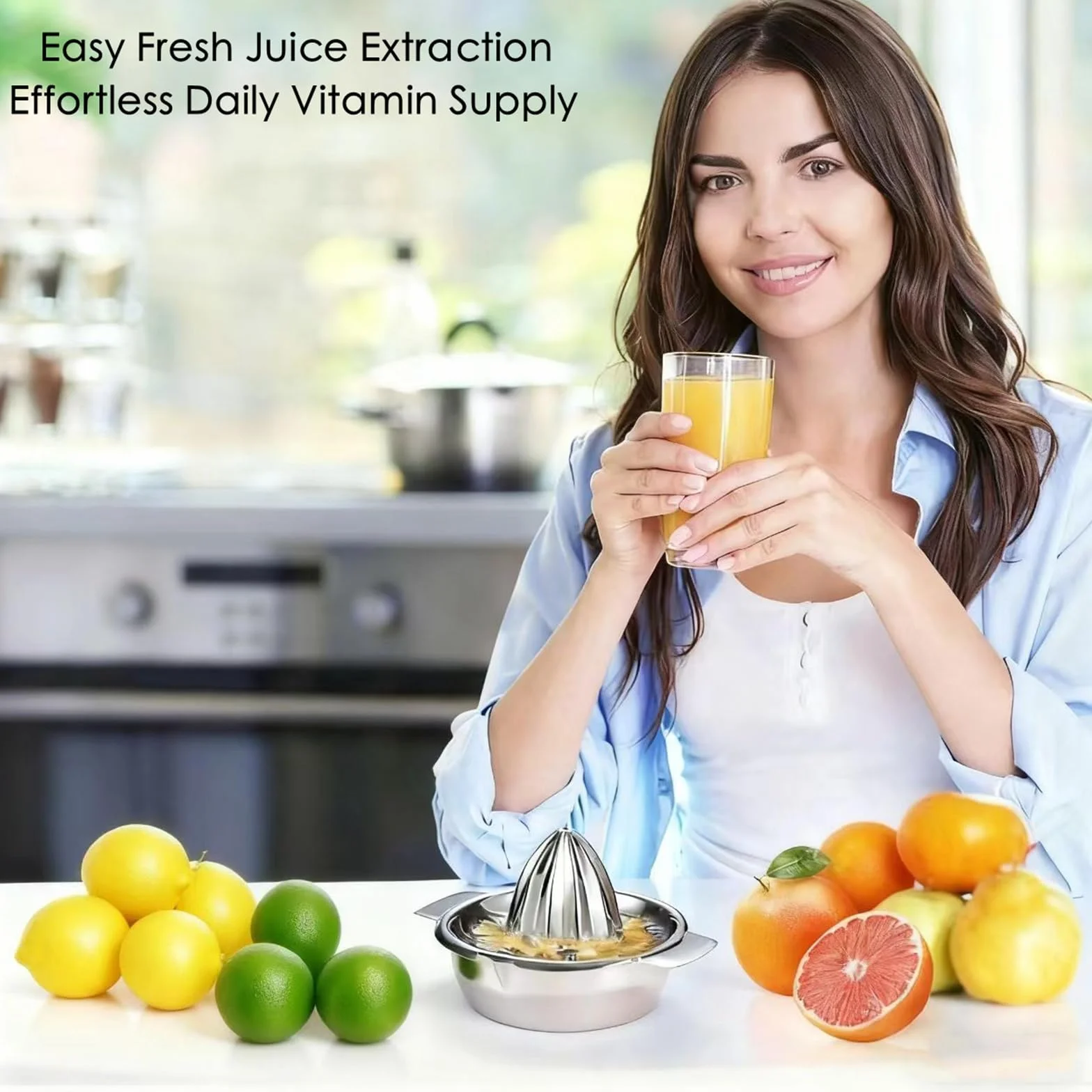Sokowirówka do cytrusów ręczna ze stali nierdzewnej 304, 350 ml, Ø 13,8 cm