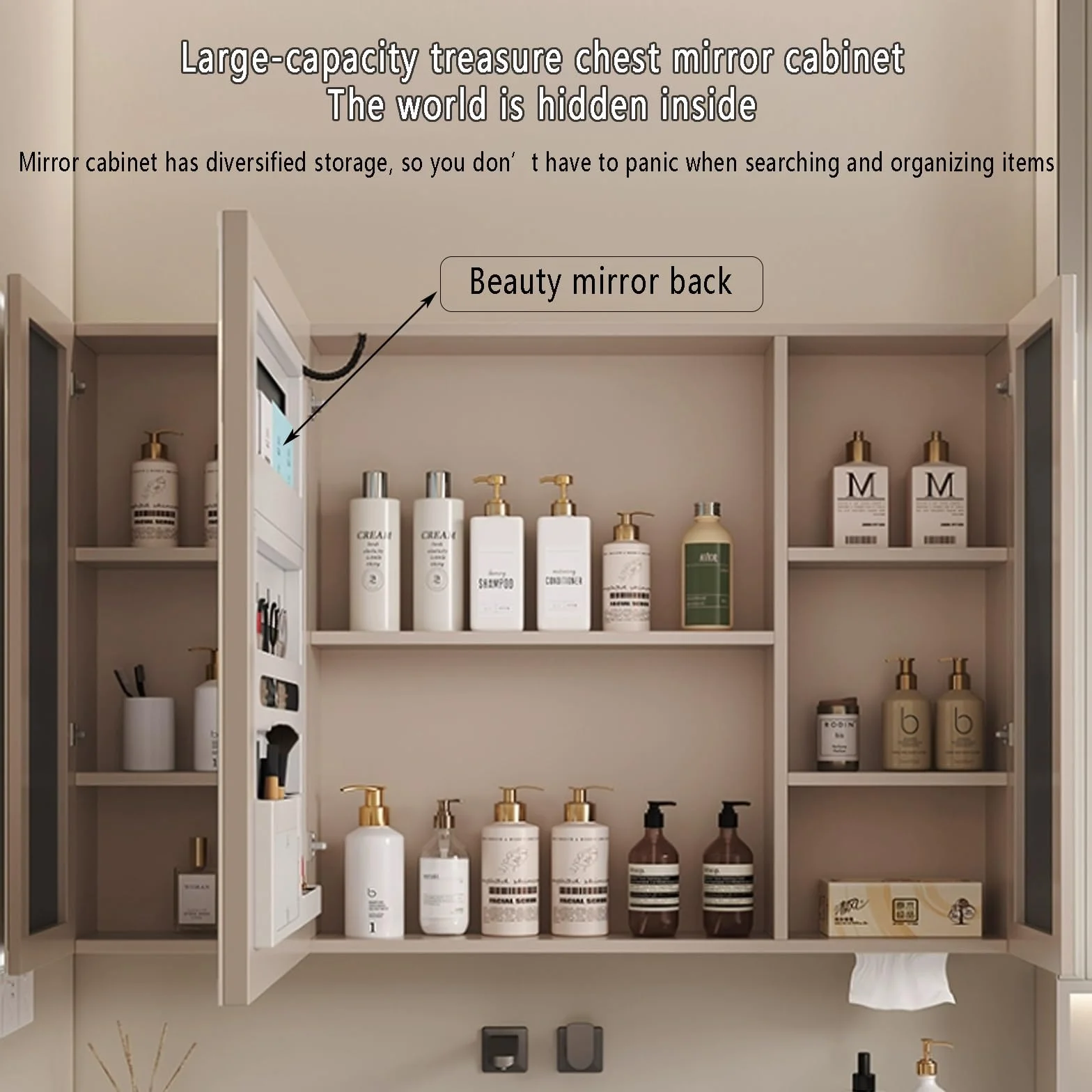 Smart bathroom aluminum alloy wall cabinet bathroom medicine cabinet with mirror medicine cabinet with mirror and lights medicine cabinet organizer Intelligent defogger Paper hole Touch switch(Coffee,