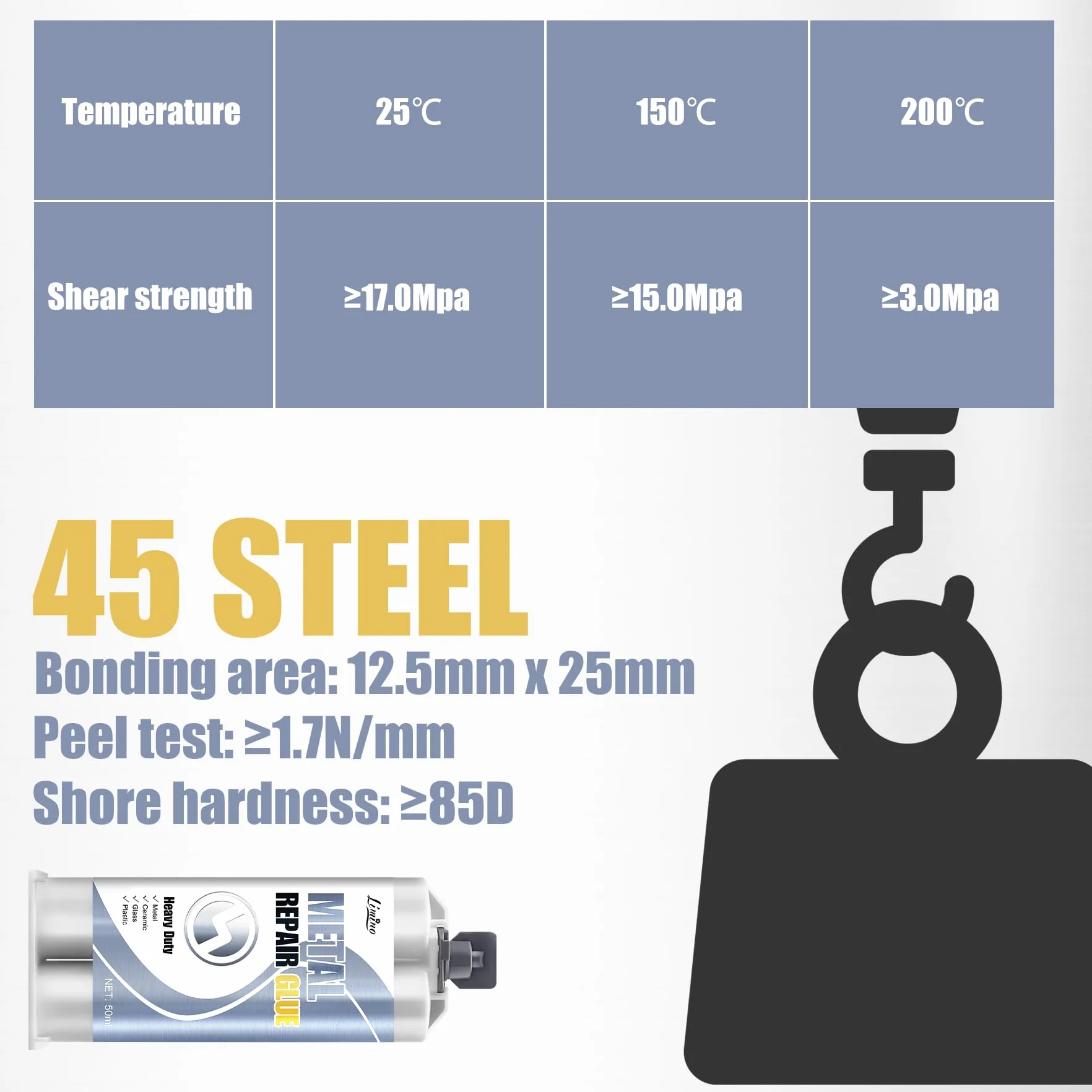 Klej do metalu – 100 ml, 2 elementy kleju spawalniczego do naprawy pęknięć metali, ceramiki, tworzyw sztucznych, stopów metali – uniwersalny klej bardzo mocny, wodoodporny, odporny na wysokie