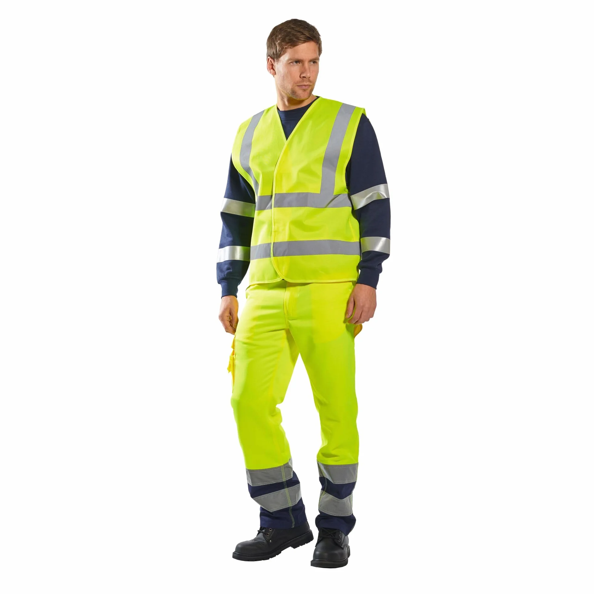 Portwest C470 Ostrzegawcza Pionowymi i Poziomymi Kamizelka z Tasmami, Regularny, Rozmiar 4XL/5XL, Żółty