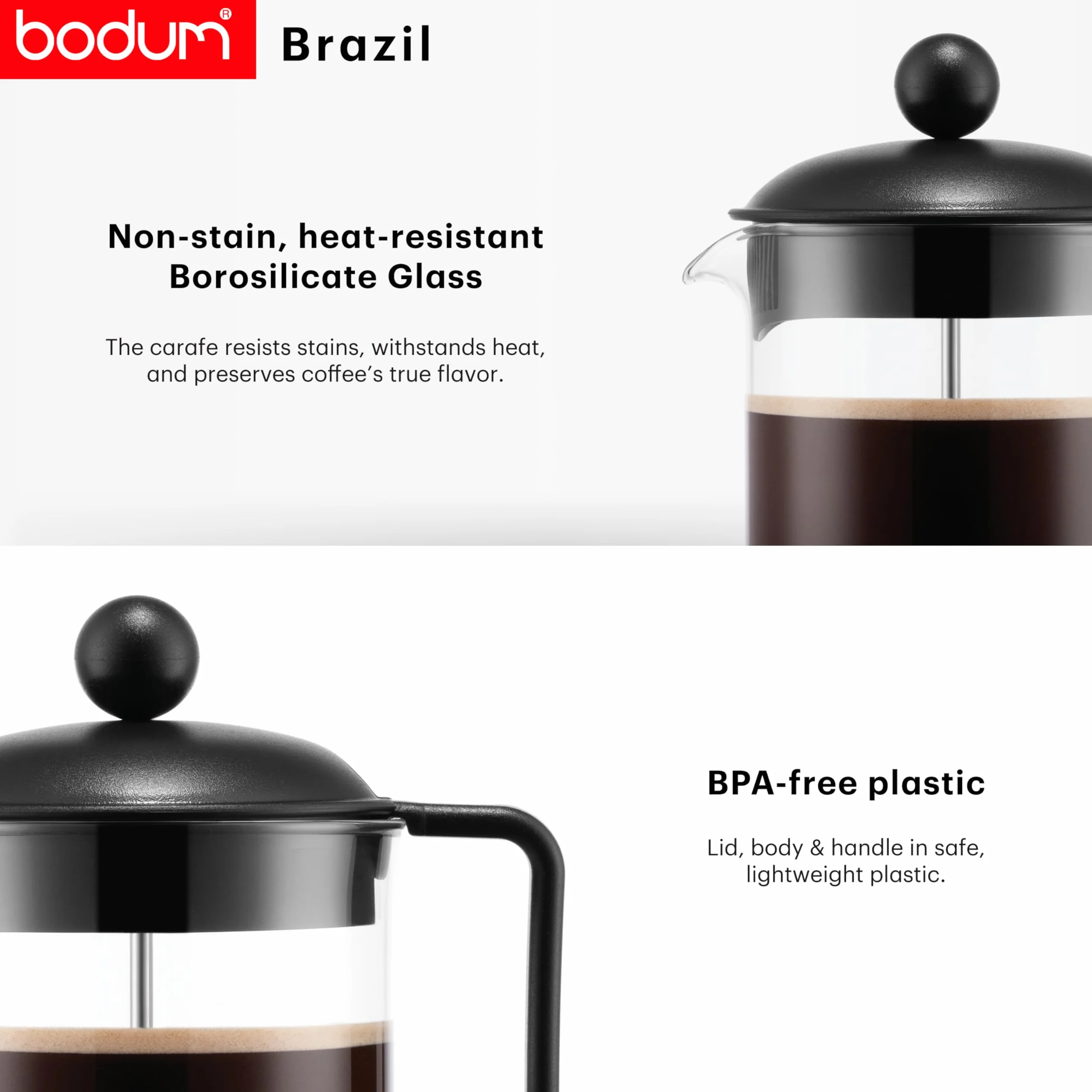 Bodum BRAZIL:,1548-01, zaparzacz do kawy, AA88 filiżanek, 1 l, czarny
