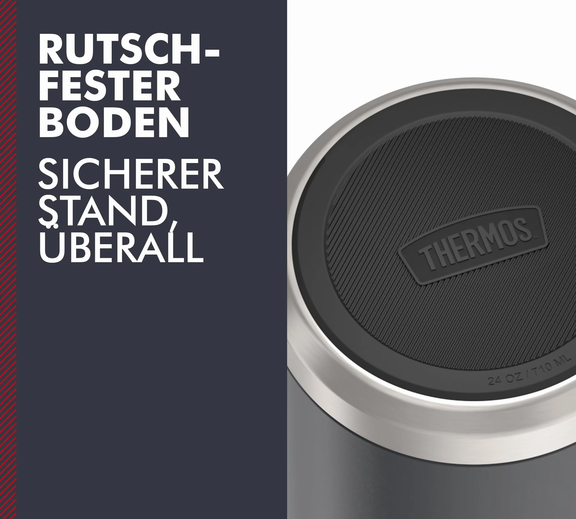 Thermos ICON Food Jar 0,71 l, ciemnoszary/grafitowy matowy, naczynie na jedzenie 710 ml, podwójne ścianki ze stali nierdzewnej 18/8, utrzymuje ciepło i zimno, ze składaną łyżką, antypoślizgowe dno,