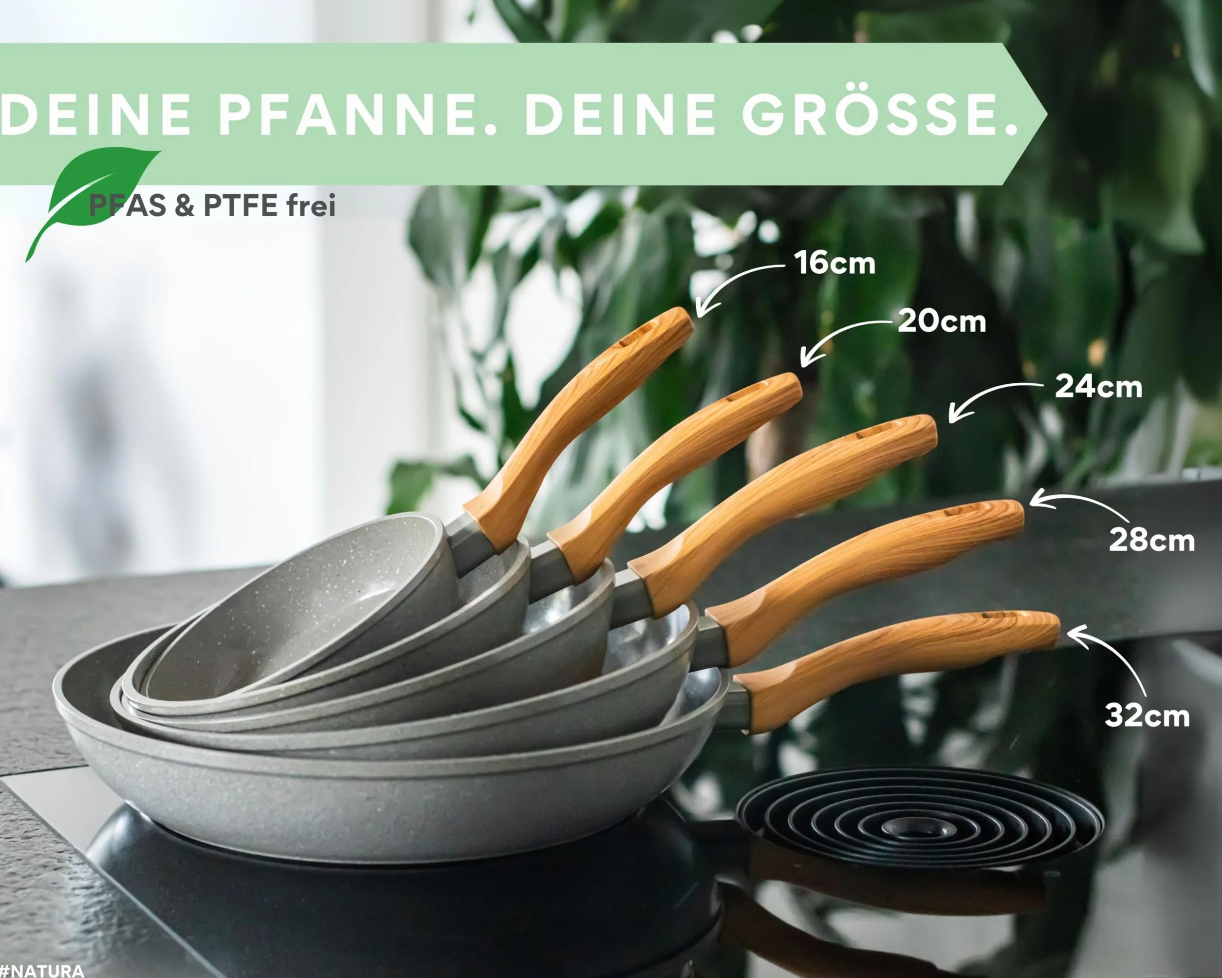 DIVORY Patelnia ceramiczna 16 cm – patelnia z powłoką ceramiczną do kuchenek indukcyjnych, bez PFAS i PFOA, mała patelnia ceramiczna, mini patelnia, patelnia do jajek powlekana – patelnia ceramiczna
