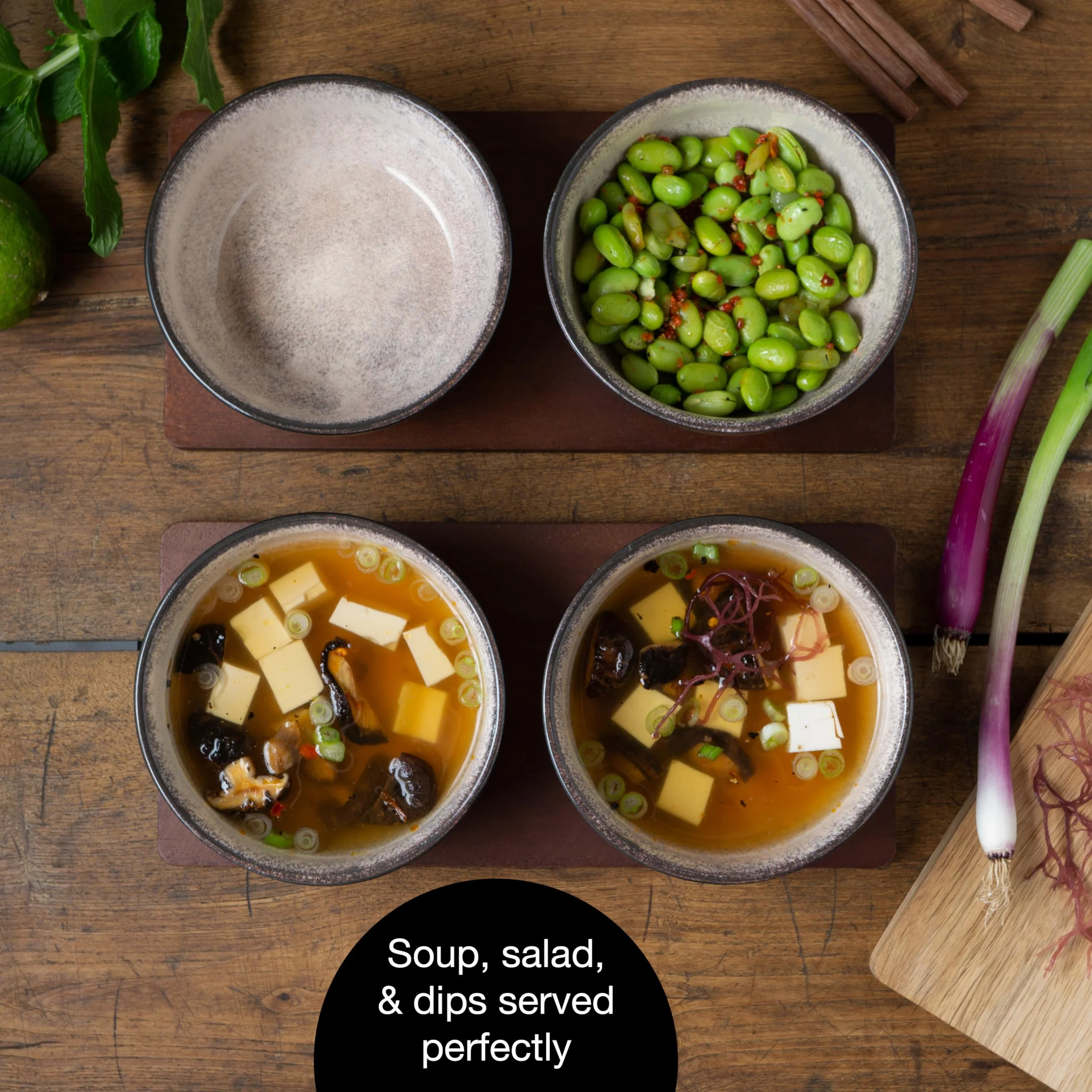 Moritz & Moritz VIDA 4x Miso zestaw misek 12 cm Ø - japoński ceramiczny zestaw naczyń do zupy miso, dipów i przekąsek
