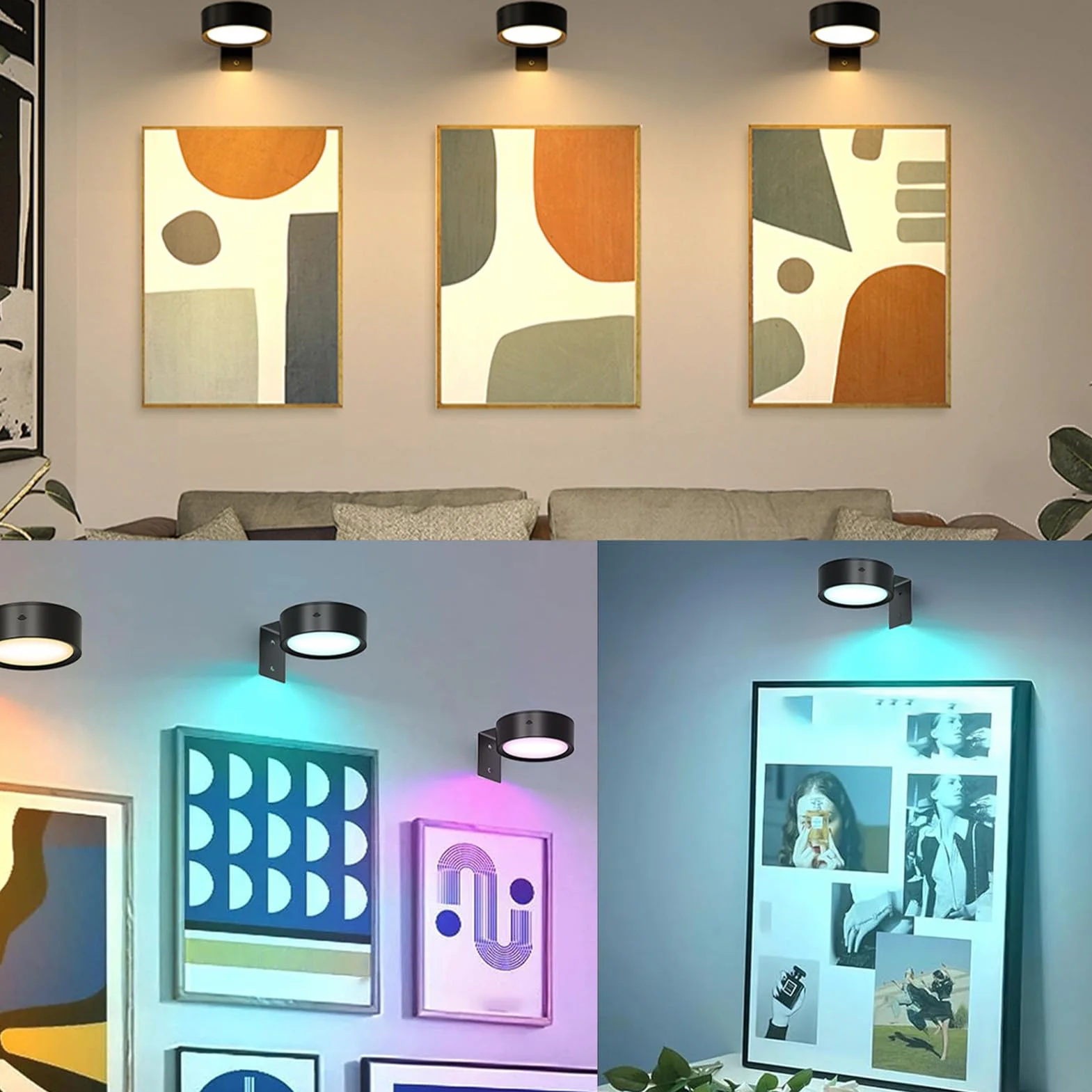 Wall Picture Lights, Dimmable Wireless Picture Wall Light With Remote Control, Cordless RGB Lighting, Ideal For Home LivingRoom, Bedroom, Dining Room Decor