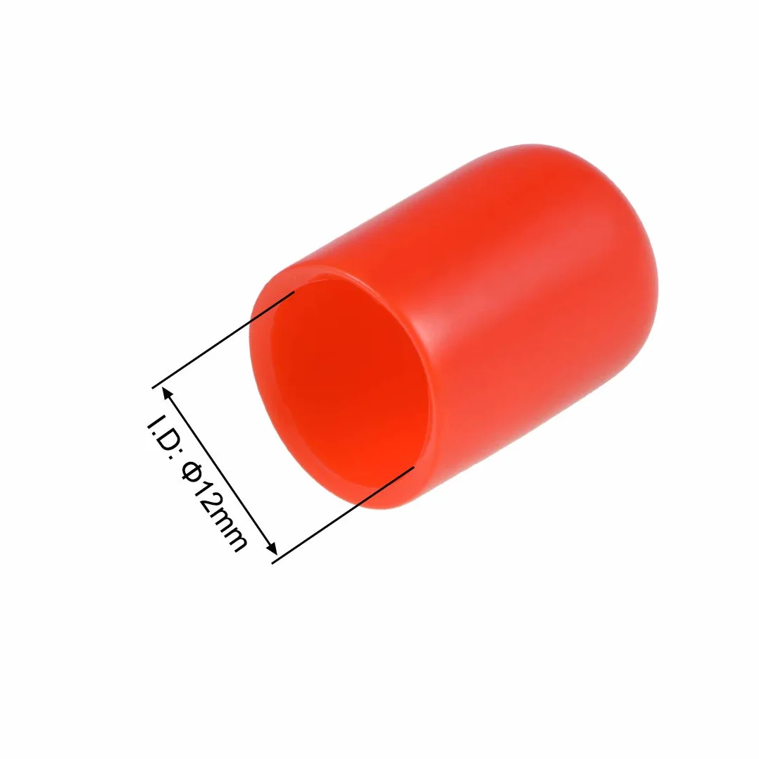 sourcing map 100 szt. ochrona gwintu, 12 mm ID, okrągła zaślepka, czerwone nasadki rurkowe