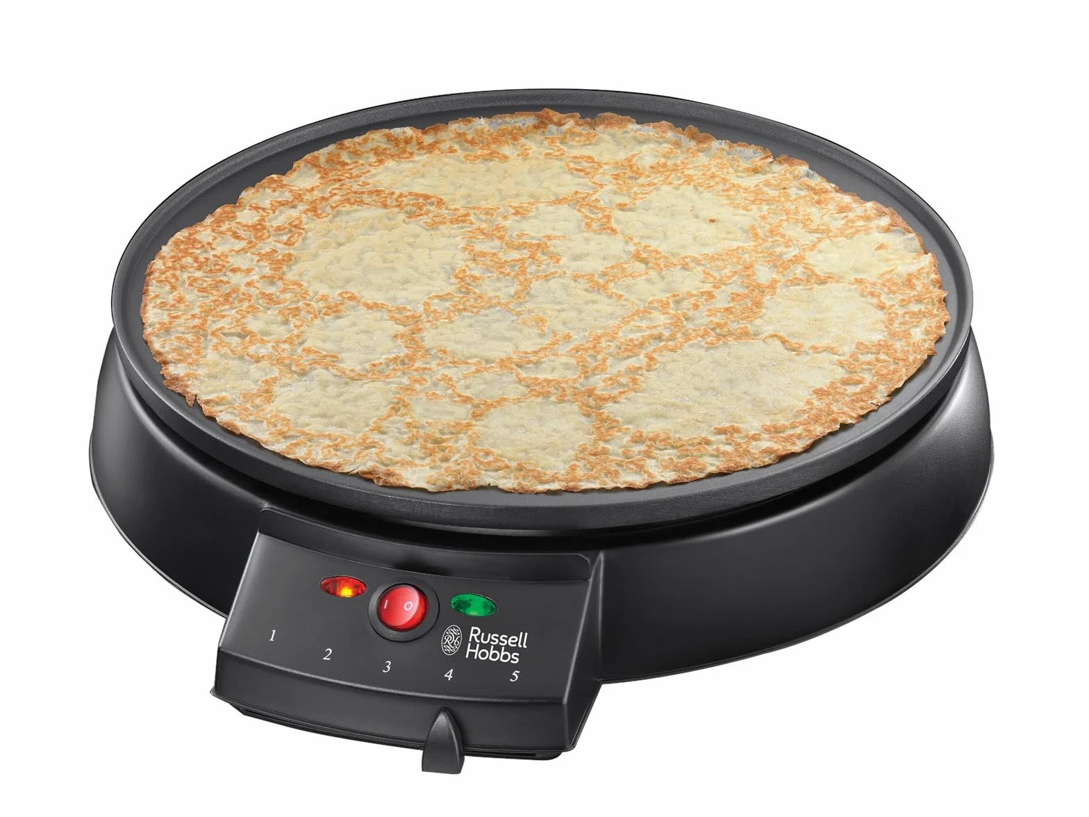 Russell Hobbs naleśnikarka, płyta o jednostajnej temperaturze, kontrolka gotowości temperatury, nieprzywierająca płyta, stal nierdzewna, moc 1000W, czarna, Crêpes Maker Fiesta 20920-56