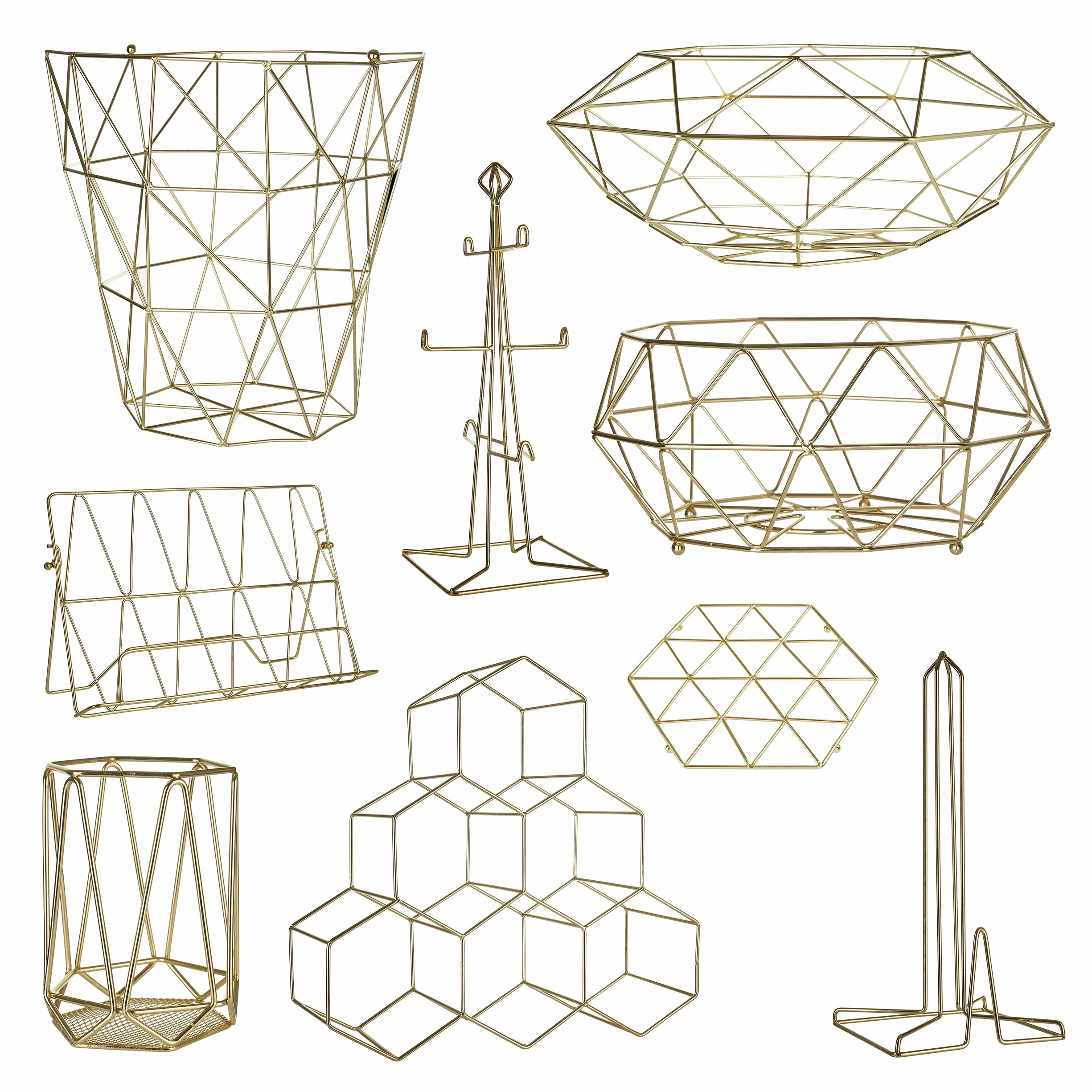 Premier Housewares Vertex, pozłacany, metal, złoty, 12 x 12 x 16 cm, drut żelazny, 11,5 x 11,5 x 16