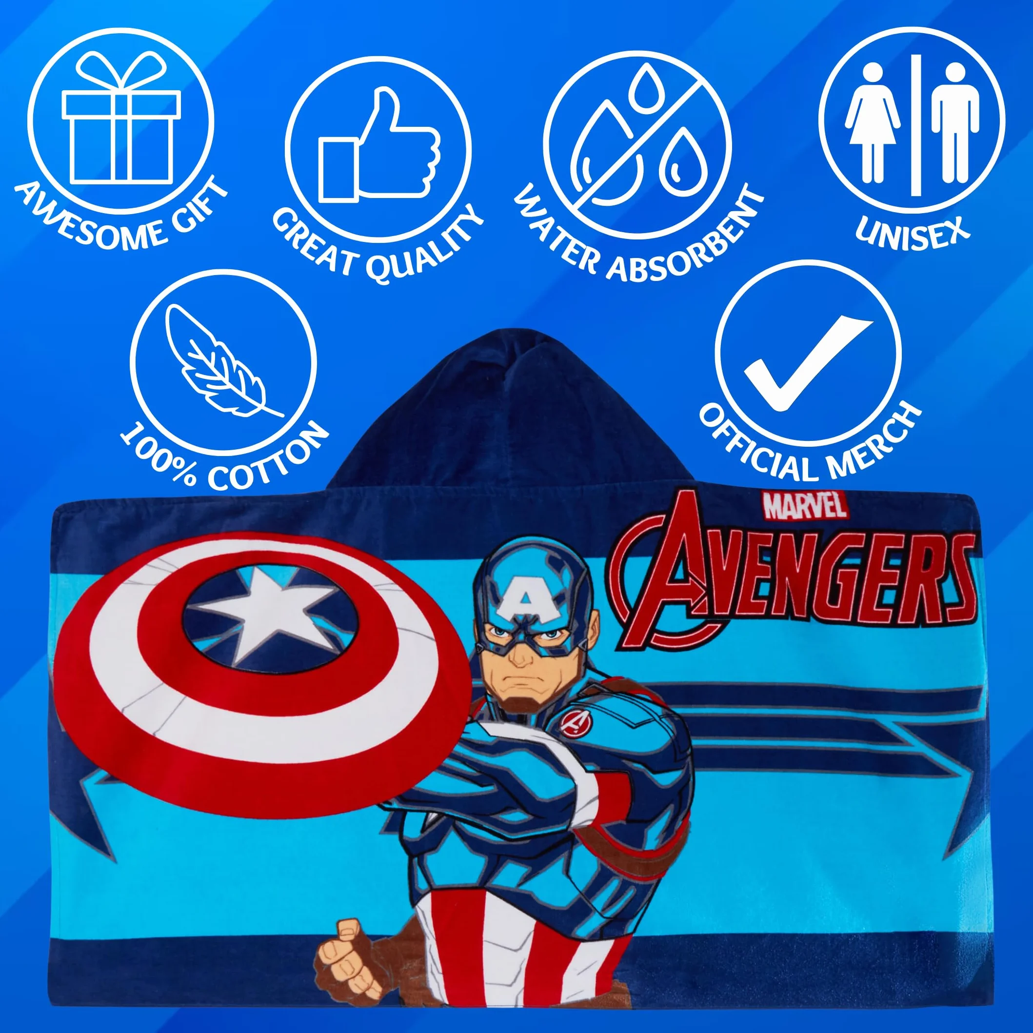 Ręcznik z kapturem Kapitan Ameryka 100% bawełna Marvel Avengers Ponczo Dla Dzieci Ręcznik kąpielowy na plażę Ręcznik kąpielowy na basen Okrycie ciepłe Ręcznik kąpielowy na pływanie Chłopięcy płaszcz