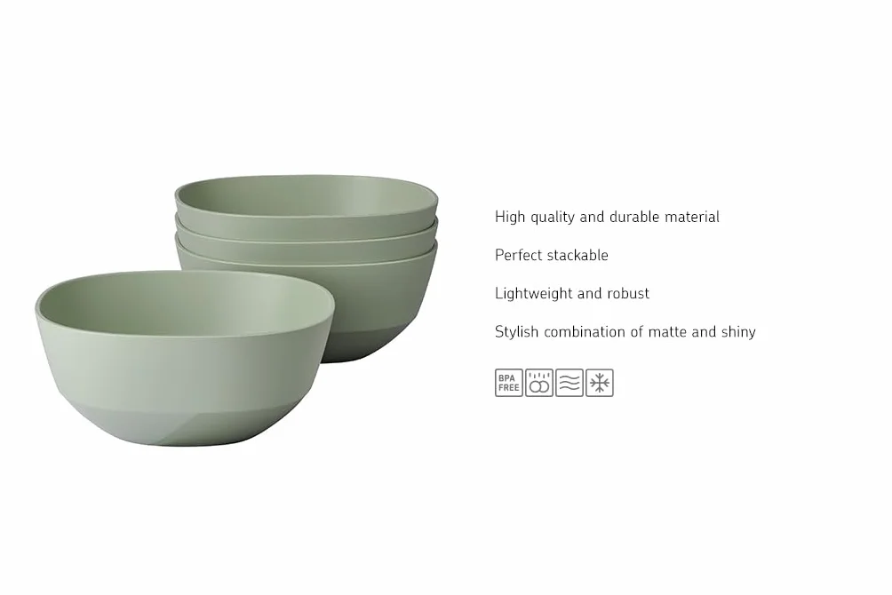 Mepal Miska do Serwowania Silueta, 4 Sztuki, Nadaje Sie do Zmywarki i Kuchenki Mikrofalowej, Salaterka, do Tapas, Zastawa Stołowa, 750 Ml, Biały (Nordic White)