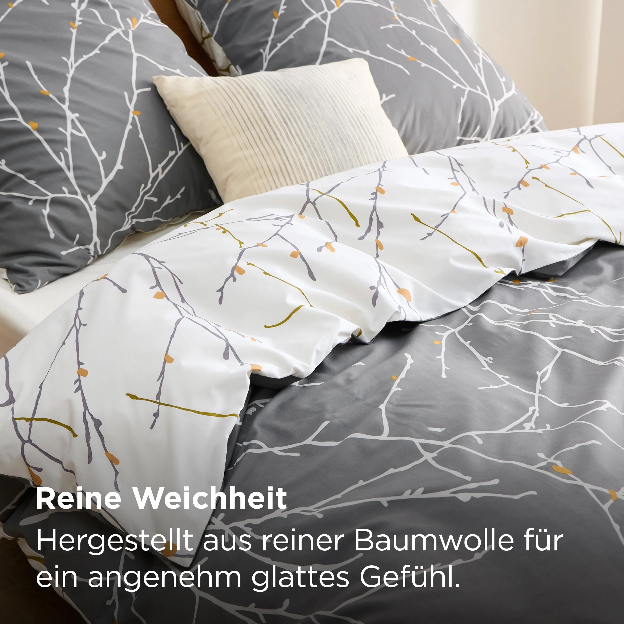 Bedsure Zestaw pościeli ze wzorem w stylu vintage i super miękka oddychająca hipoalergiczna poszewka na kołdrę z mikrofibry z zamkiem błyskawicznym i narożnymi paskami i poszewkami na poduszki, 135 x 200 cm szara i beżowa