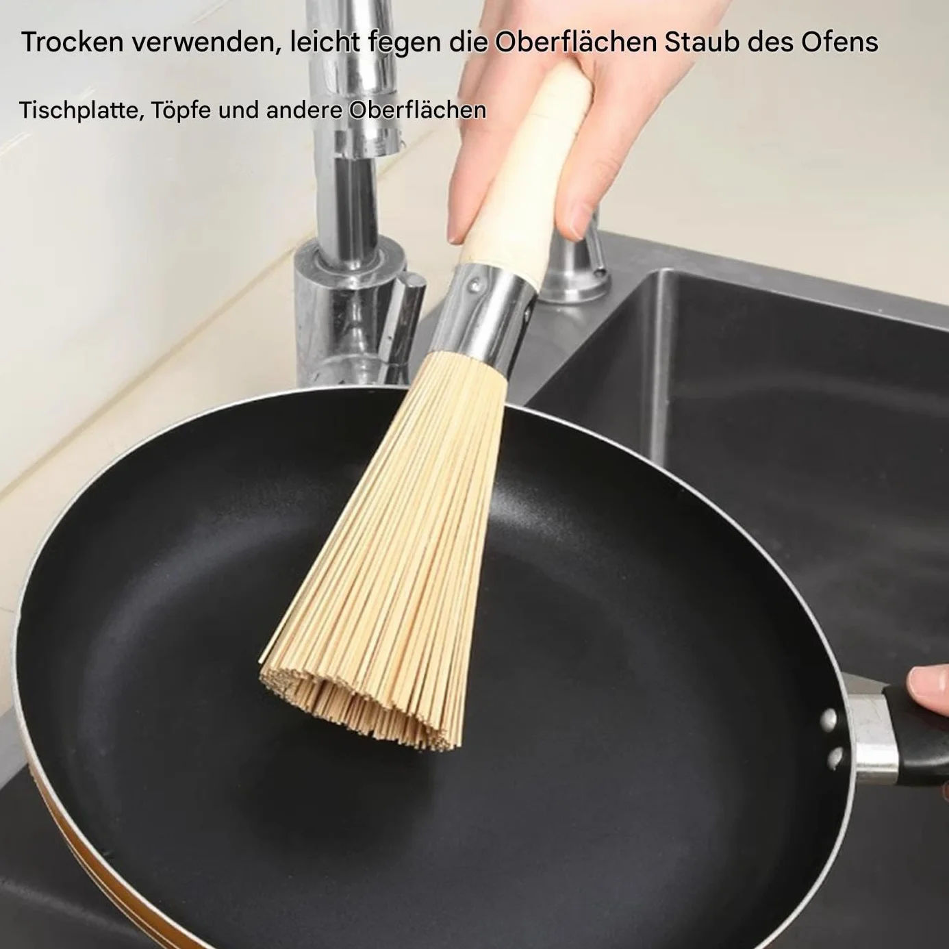 Szczotka do garnków, szczotka do wok ze stali węglowej, szczotka do wok – wielofunkcyjne urządzenia kuchenne, narzędzia do mycia z pętlą do zawieszenia, patelnia do pieczenia