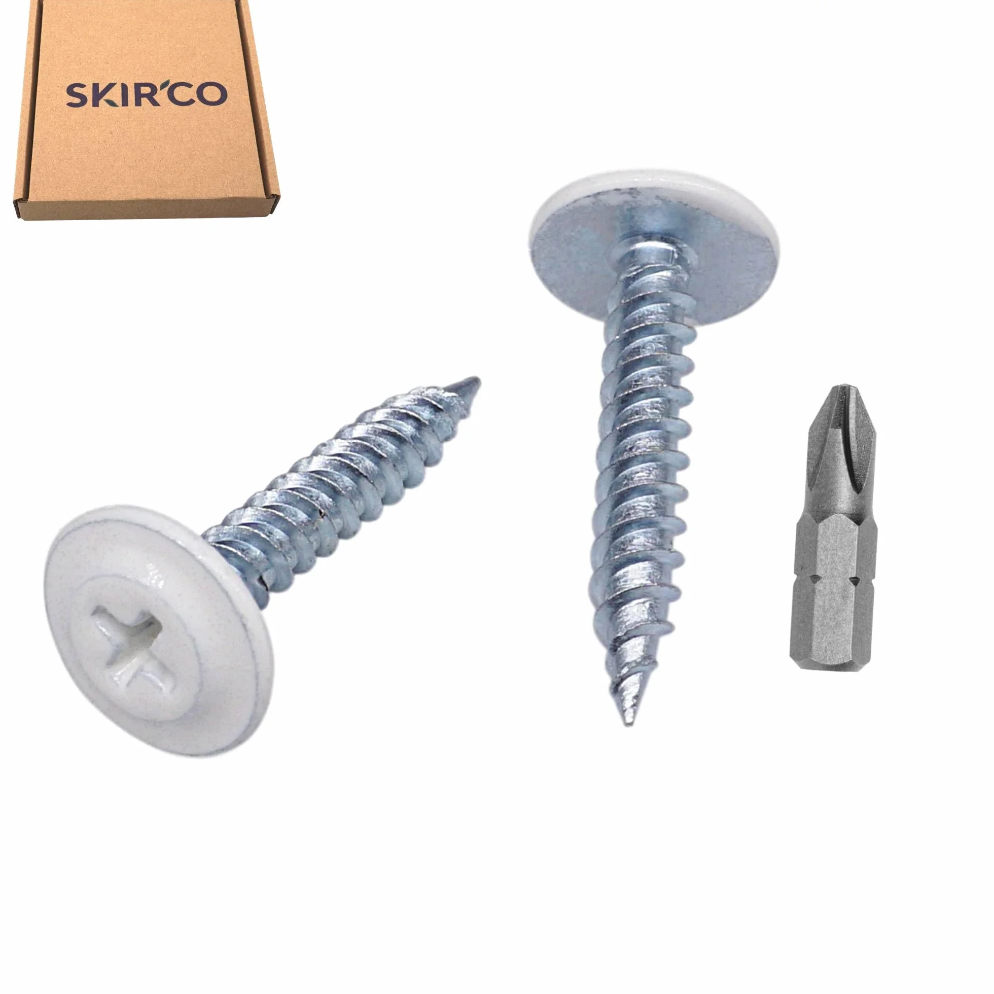 SKIR'CO (50 szt.) Malowane wkręty samogwintujące do drewna 4,2 x 25 mm, wkręt metalowy, łeb kratownicowy o zmodyfikowanym PH (czysta biel RAL 9010)